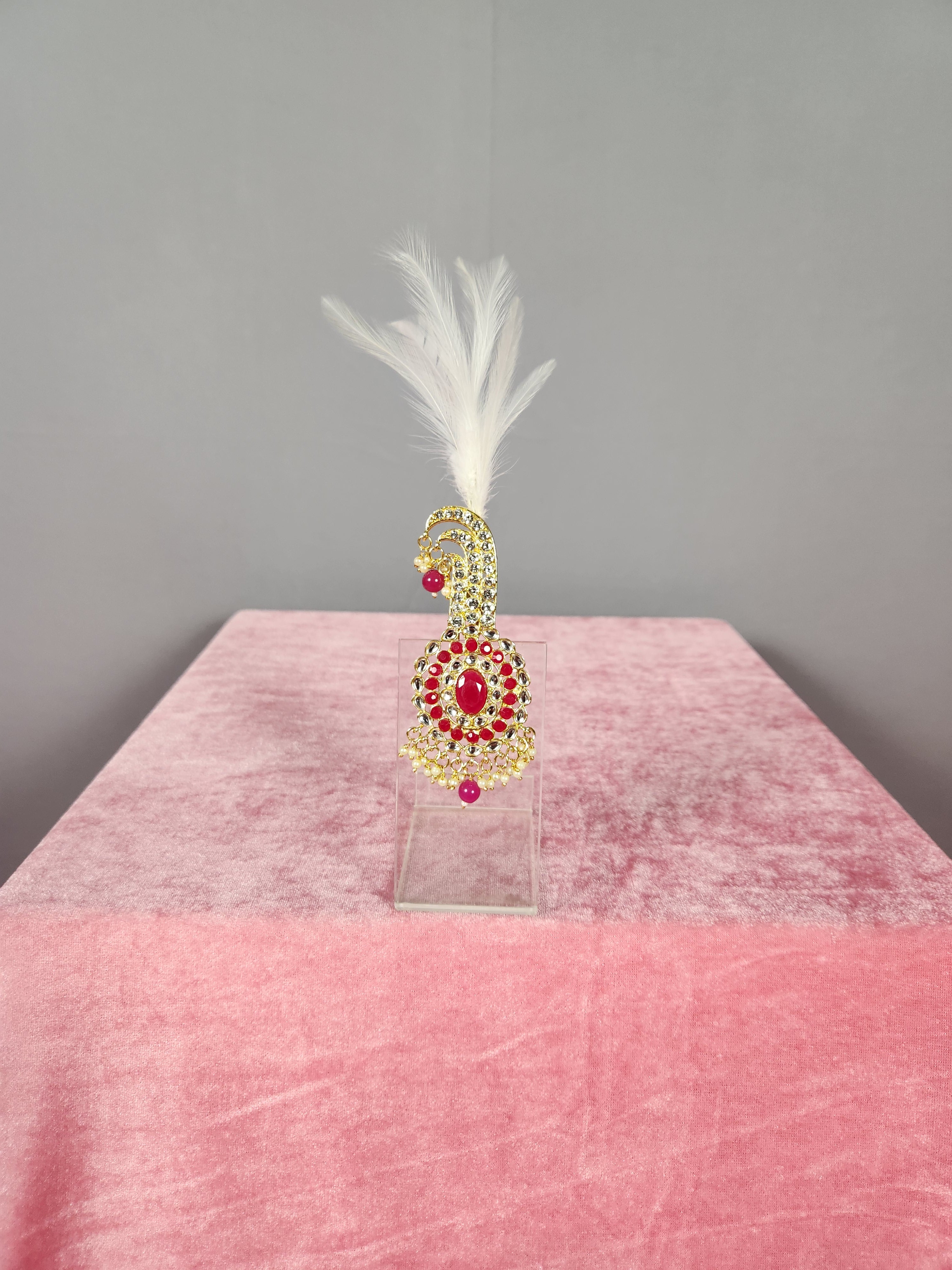 GROOM TURBAN BROOCH WITH MAGENTA STONES