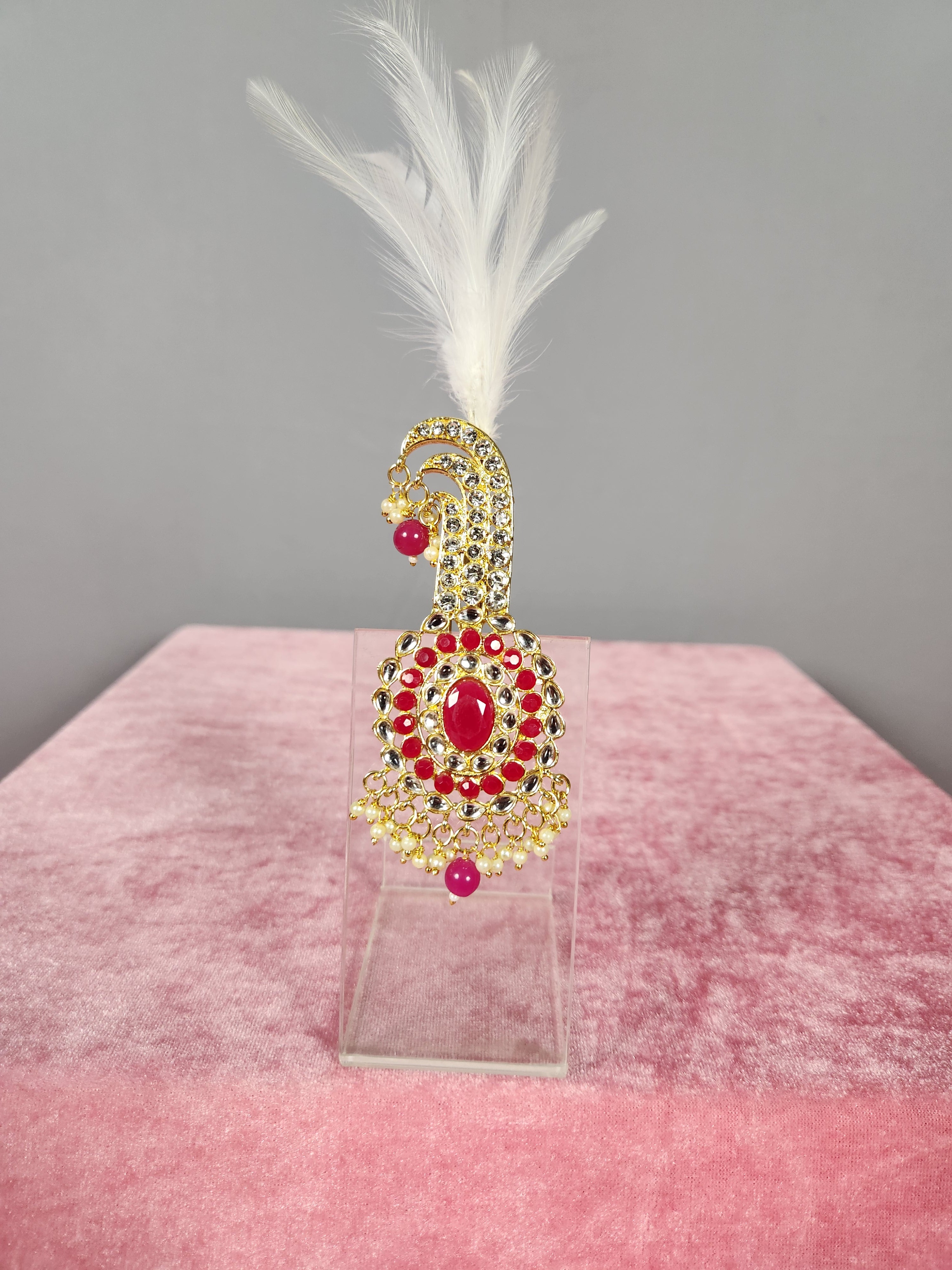 GROOM TURBAN BROOCH WITH MAGENTA STONES