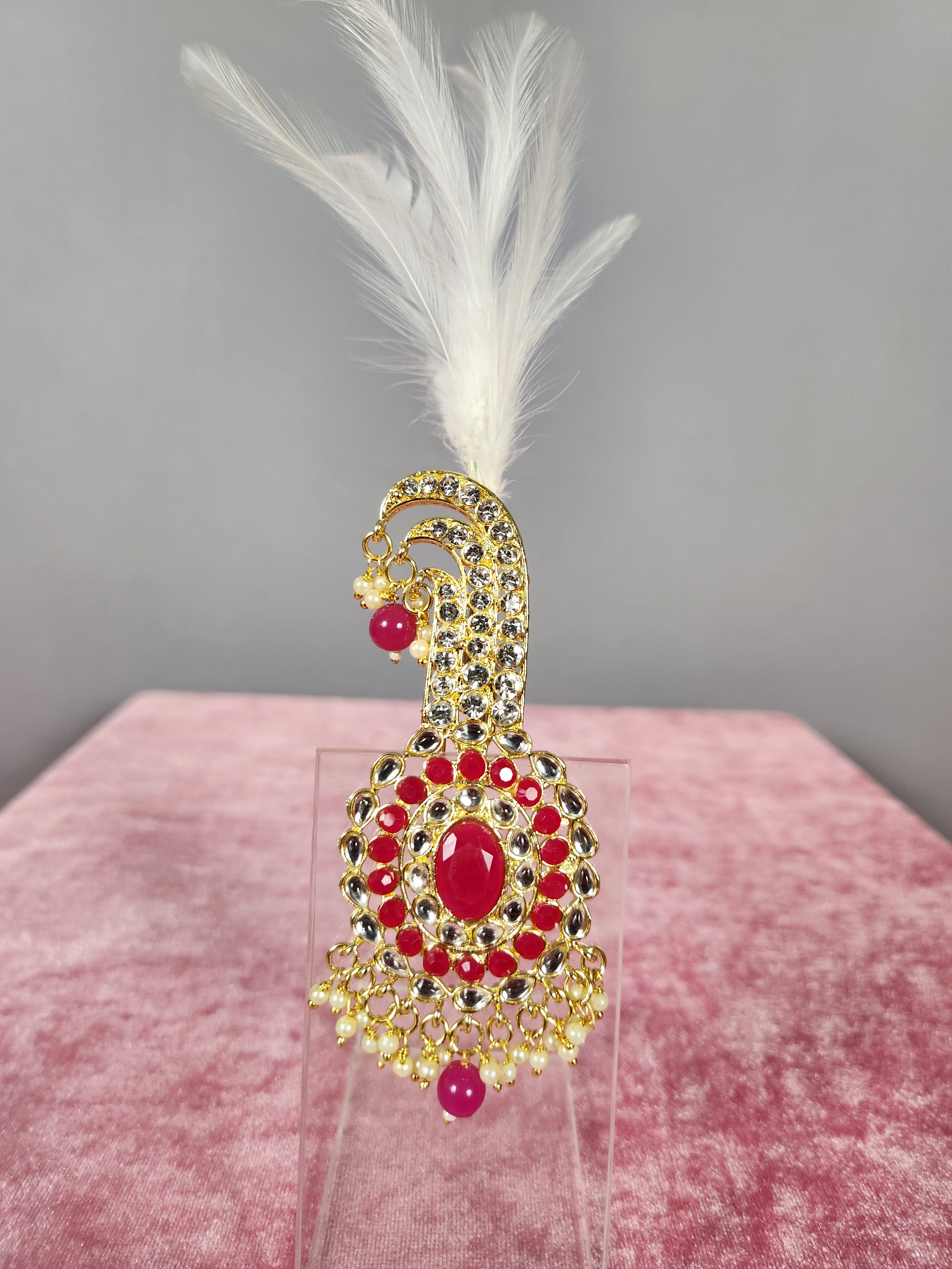 GROOM TURBAN BROOCH WITH MAGENTA STONES