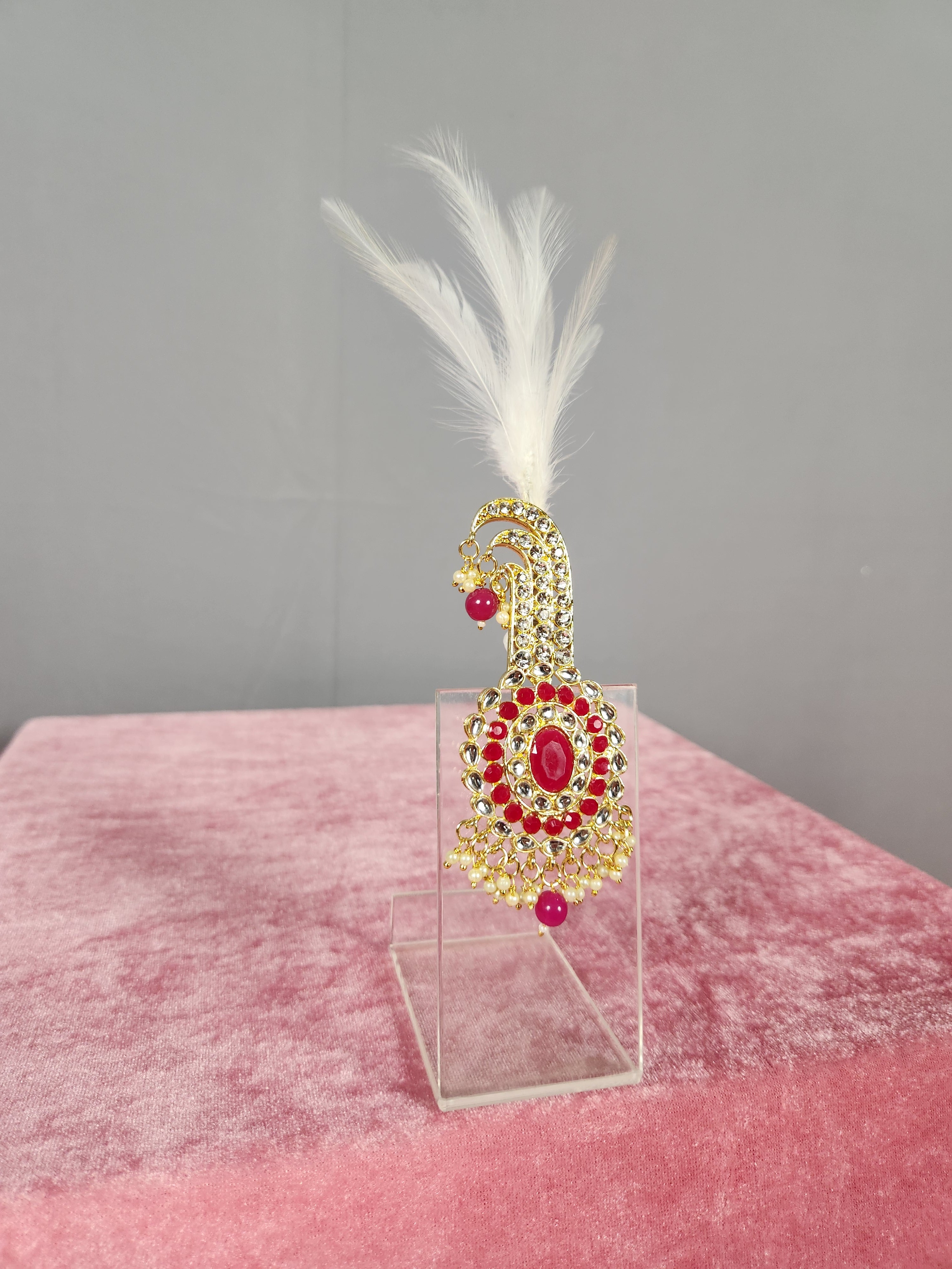 GROOM TURBAN BROOCH WITH MAGENTA STONES