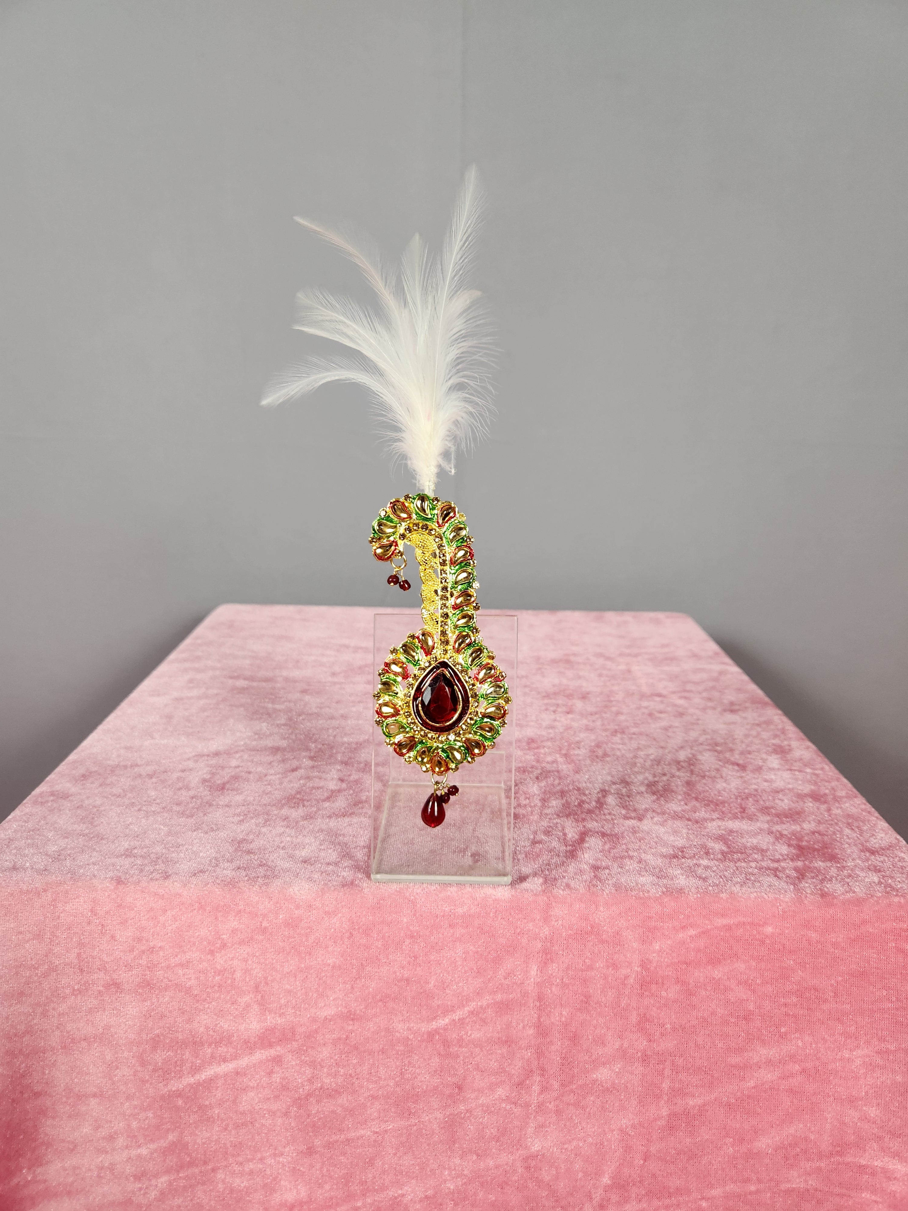 GROOM TURBAN BROOCH WITH RED & GREEN MINA