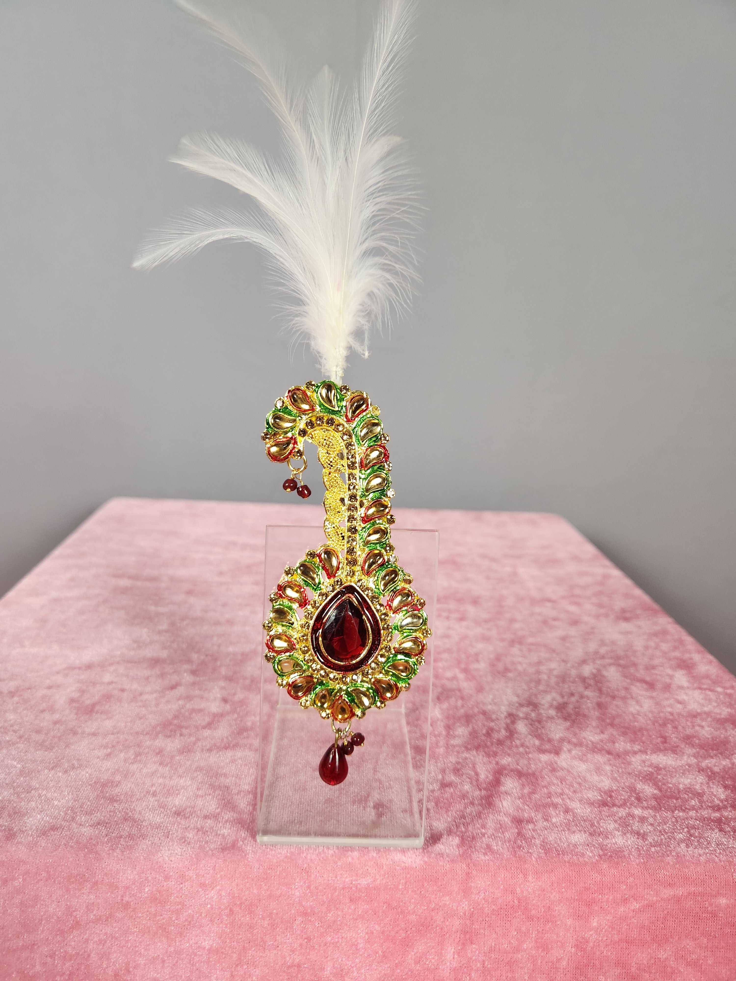GROOM TURBAN BROOCH WITH RED & GREEN MINA