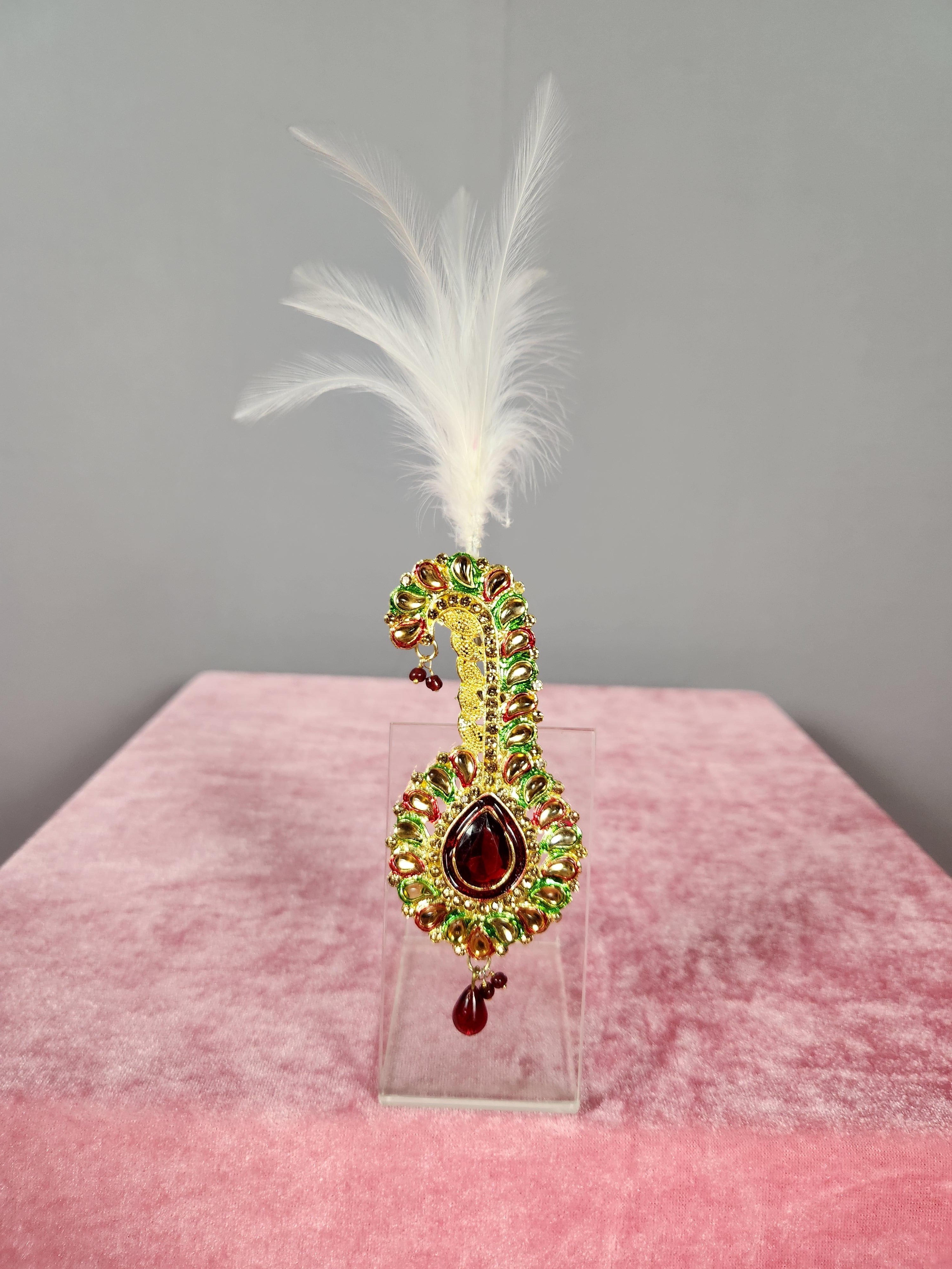 GROOM TURBAN BROOCH WITH RED & GREEN MINA