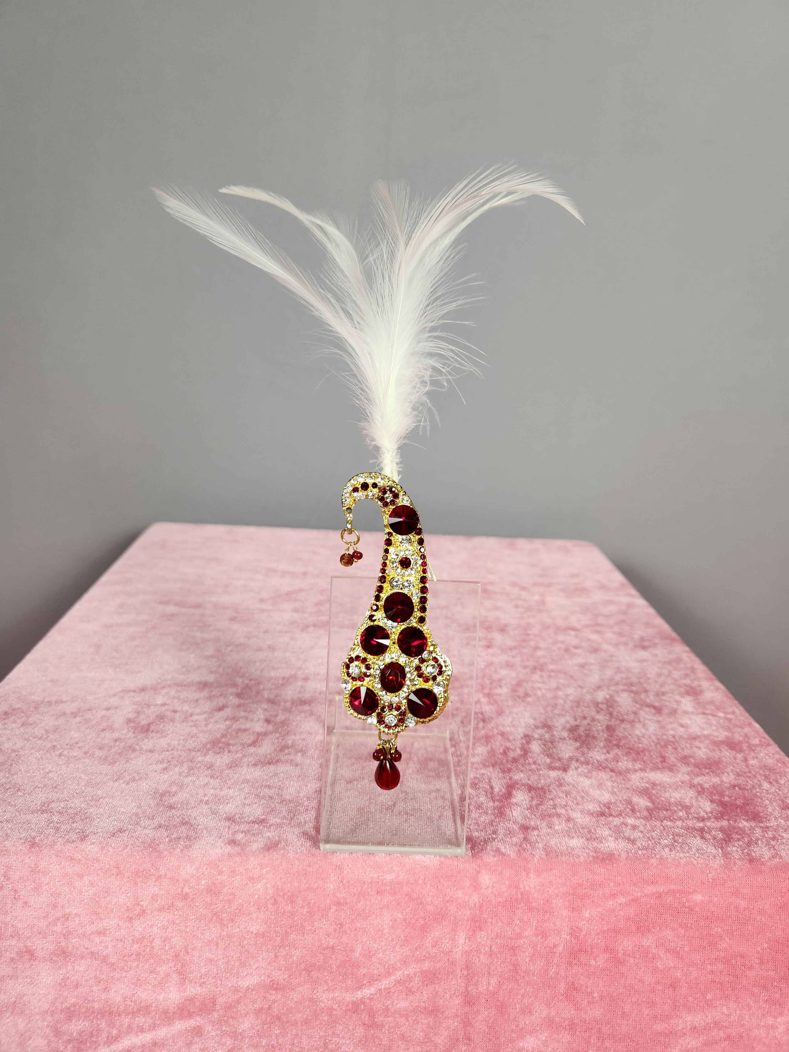 GROOM TURBAN BROOCH WITH RED CRYSTALS