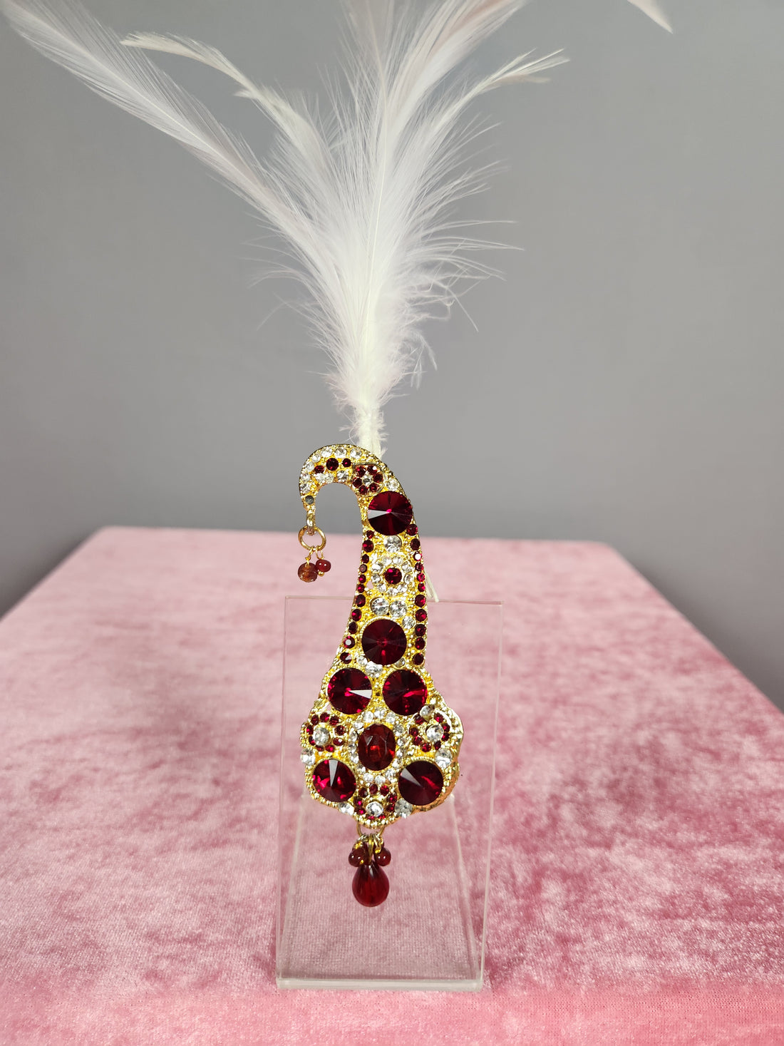 GROOM TURBAN BROOCH WITH RED CRYSTALS