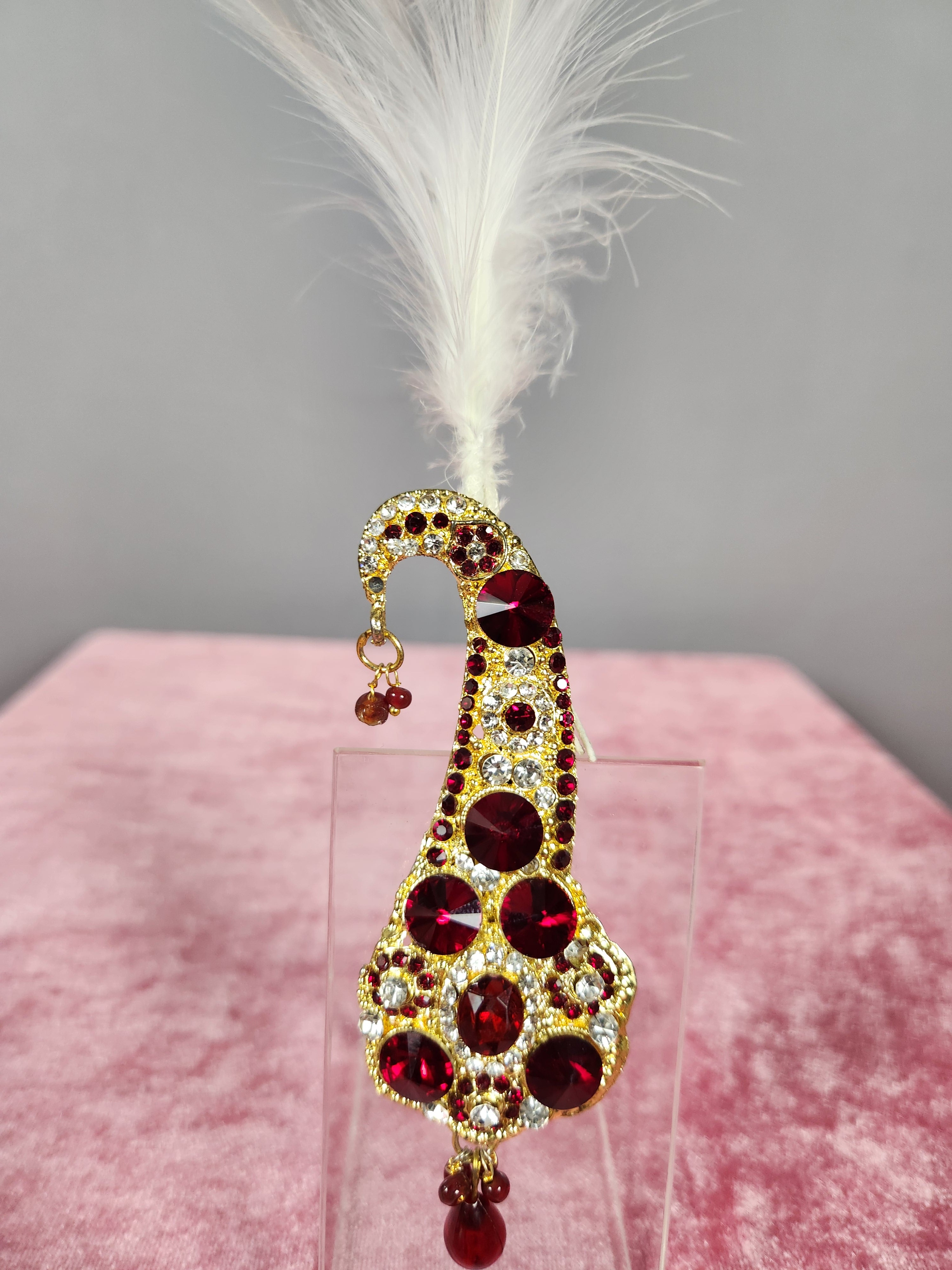 GROOM TURBAN BROOCH WITH RED CRYSTALS