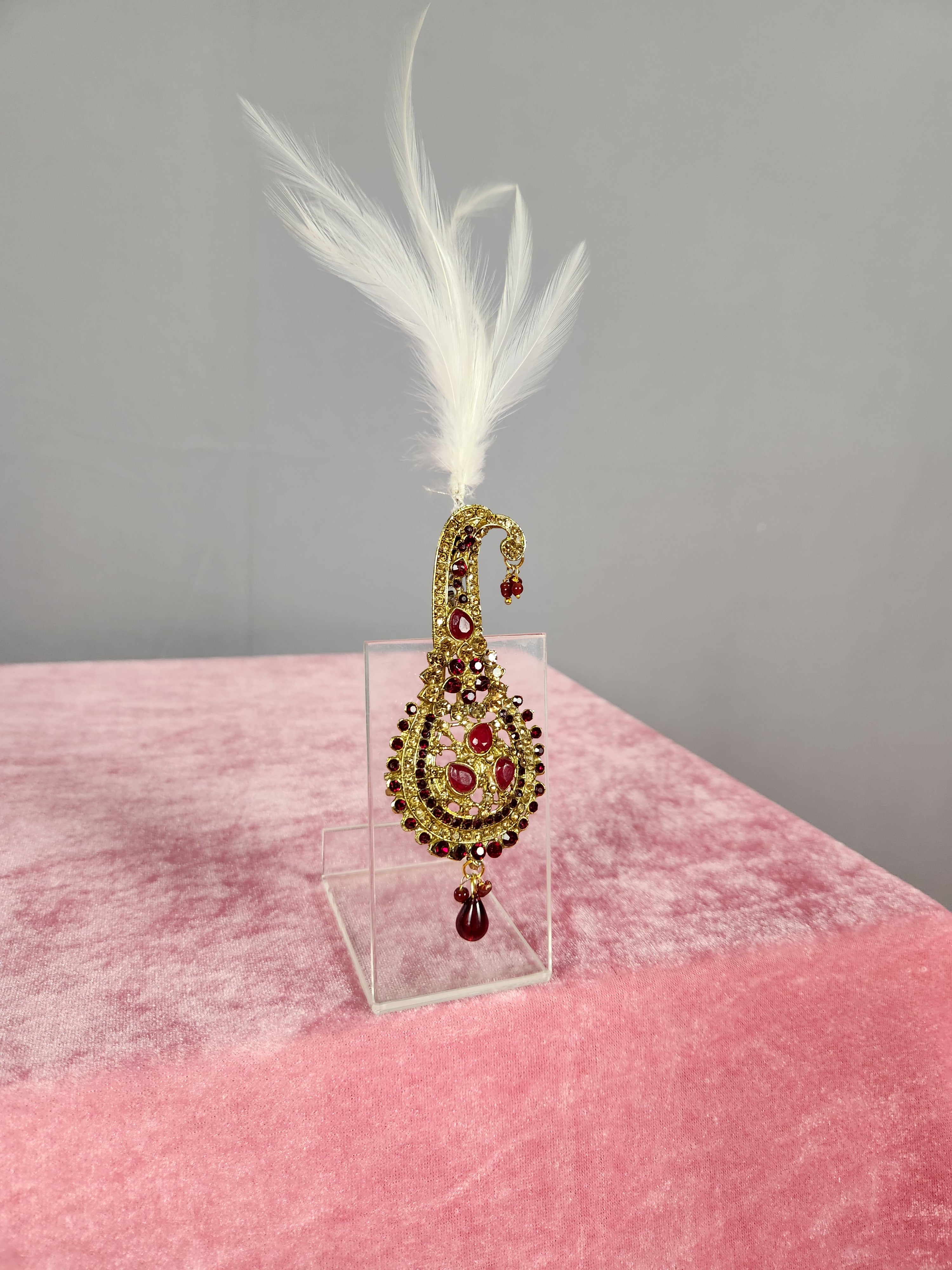 GROOM TURBAN BROOCH WITH RED RUBY STONES