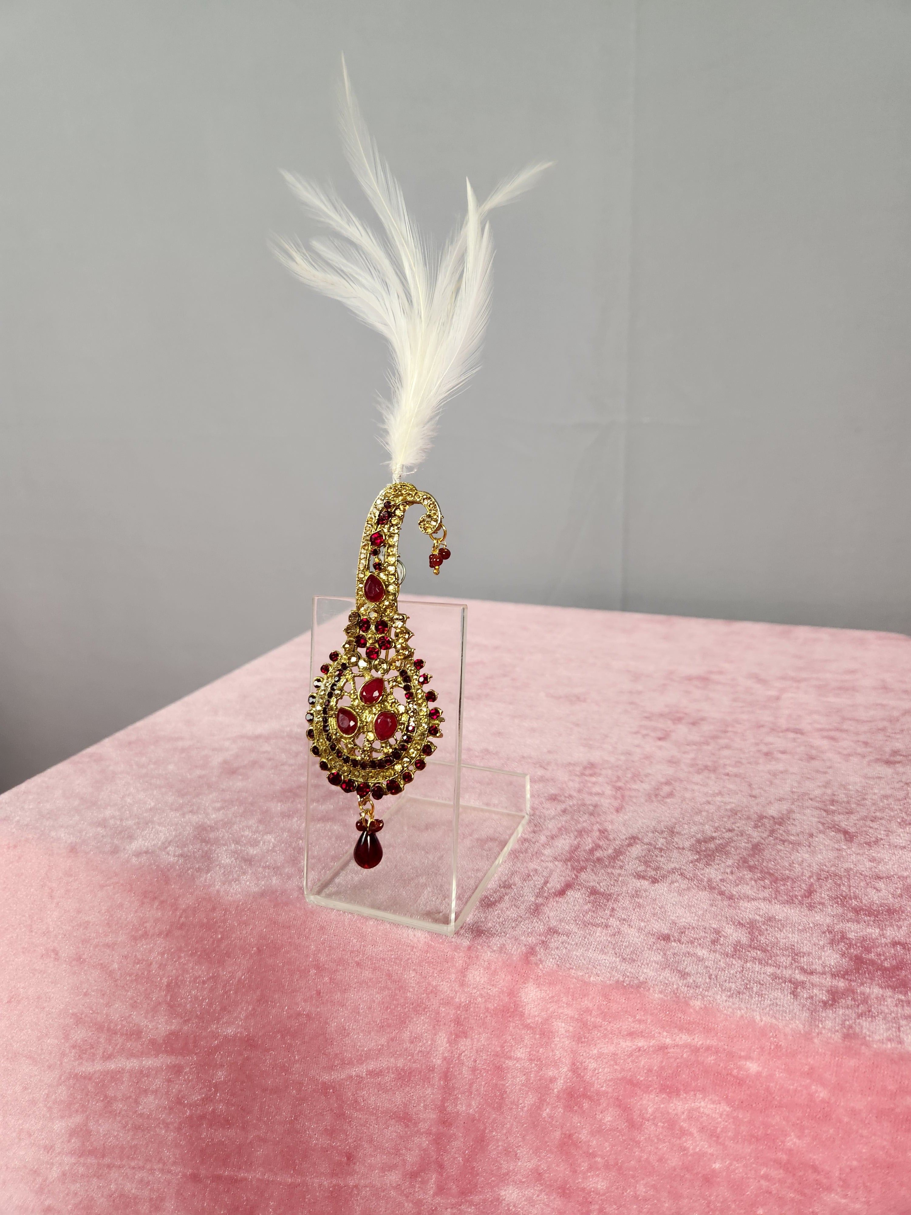 GROOM TURBAN BROOCH WITH RED RUBY STONES
