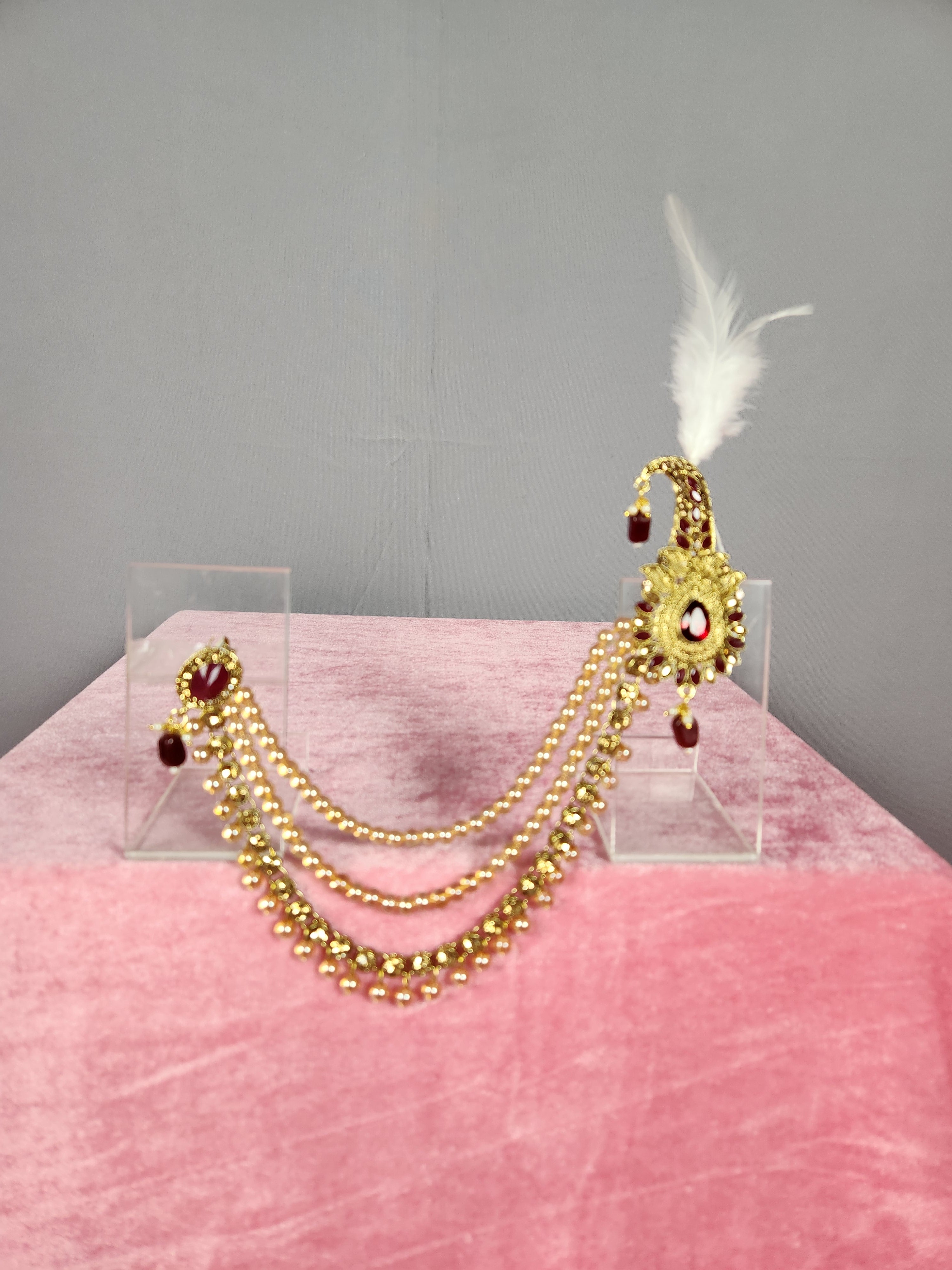 GROOM TURBAN BROOCH WITH DESIGNER CHAIN PINS