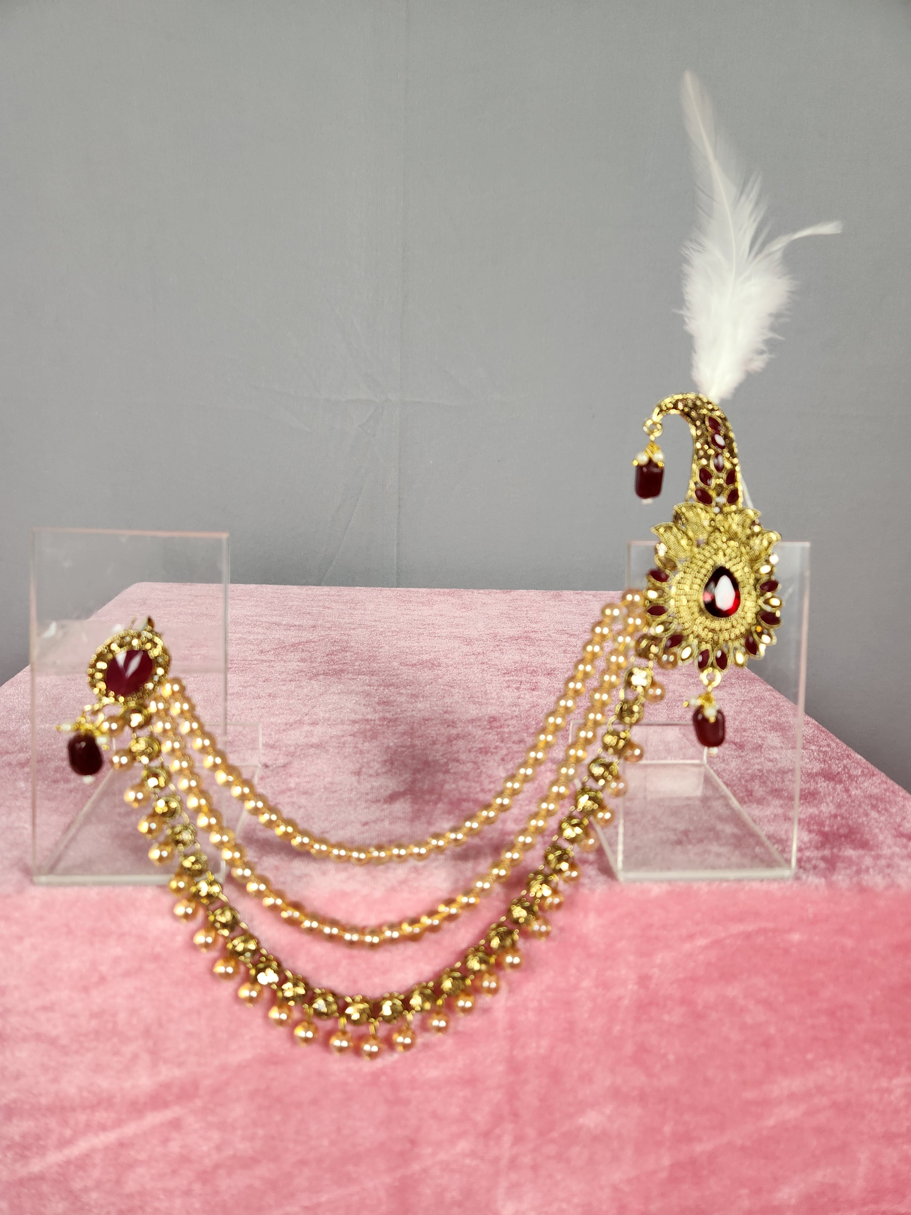 GROOM TURBAN BROOCH WITH DESIGNER CHAIN PINS