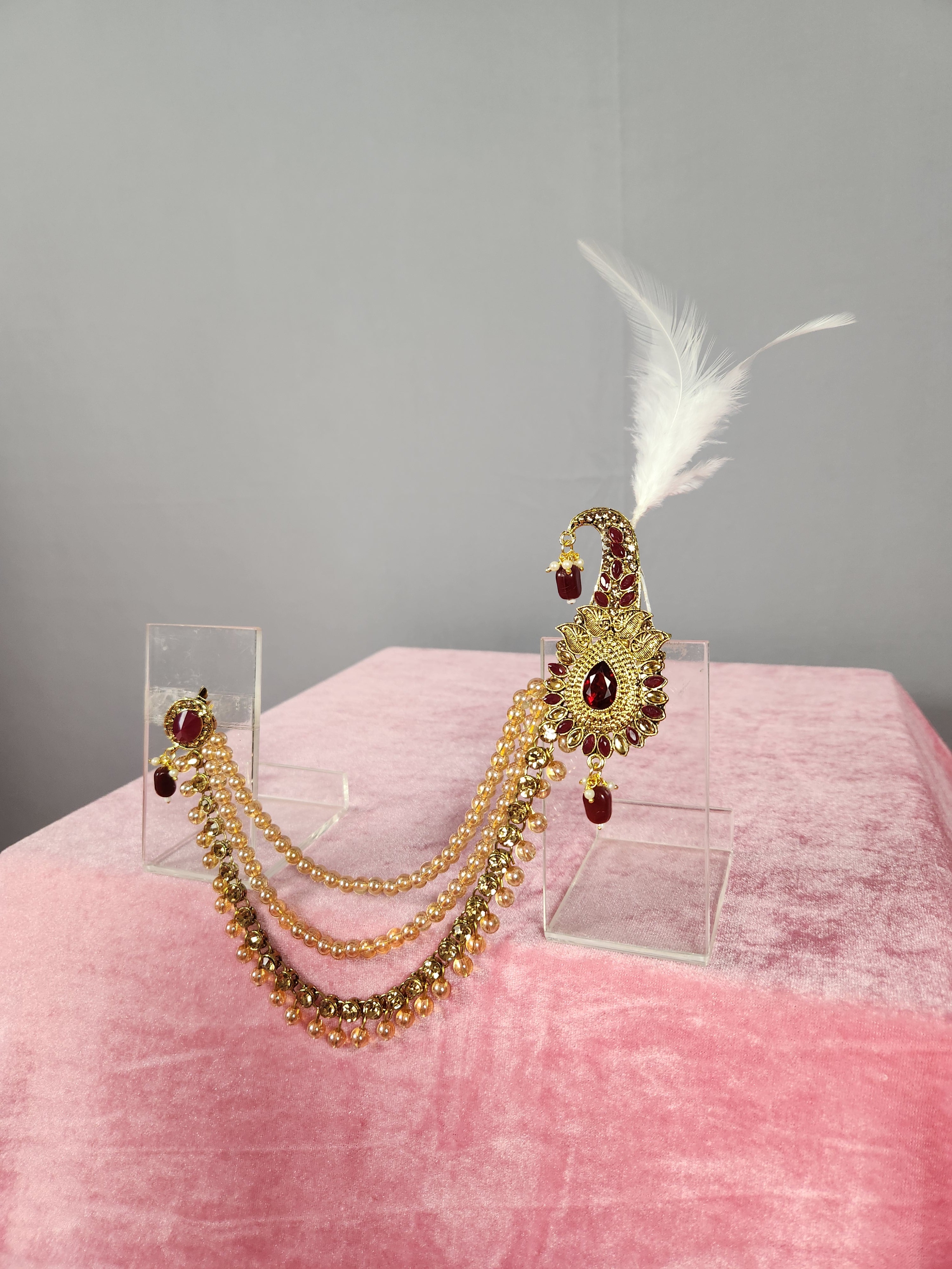 GROOM TURBAN BROOCH WITH DESIGNER CHAIN PINS