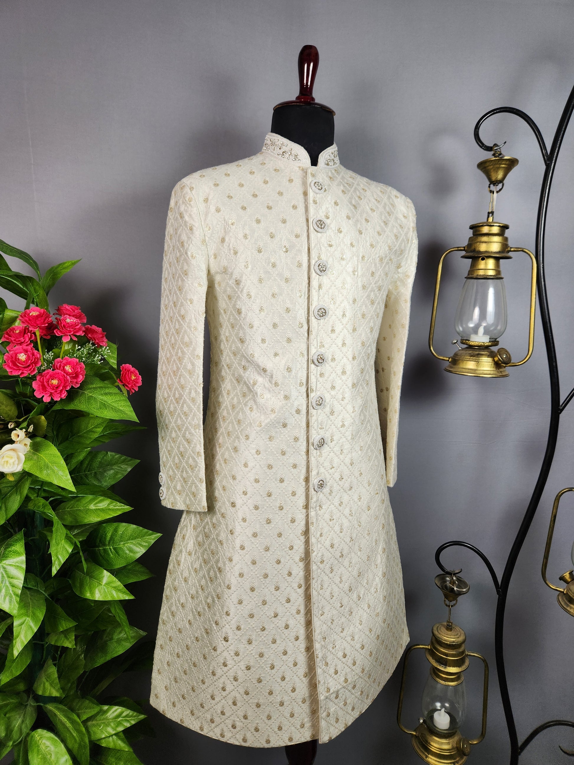 White Sherwani for Groom  -   Indian Wedding Outfit for Men