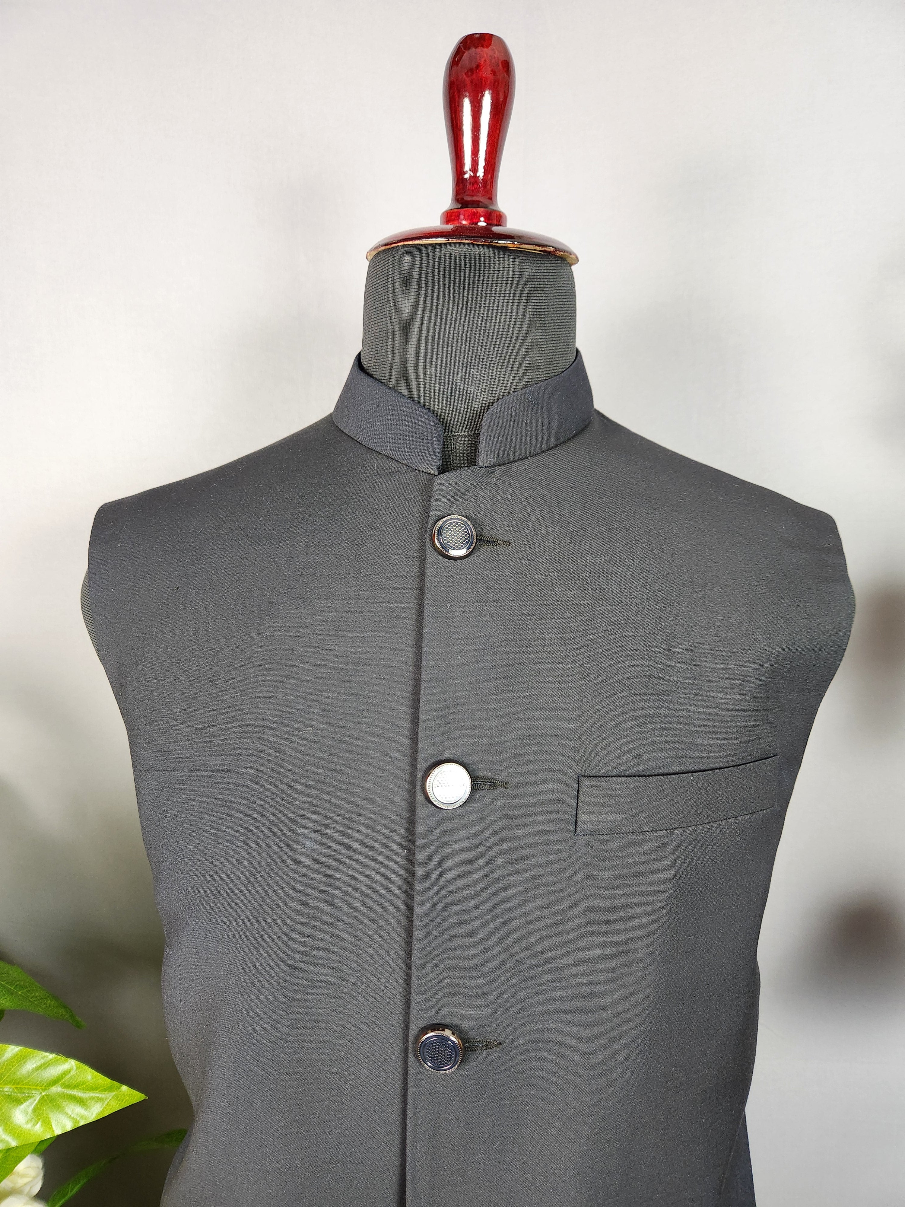 Navy blue nehru jacket for men - Indian ethnic waistcoat ideal for weddings, festive events, and traditional functions