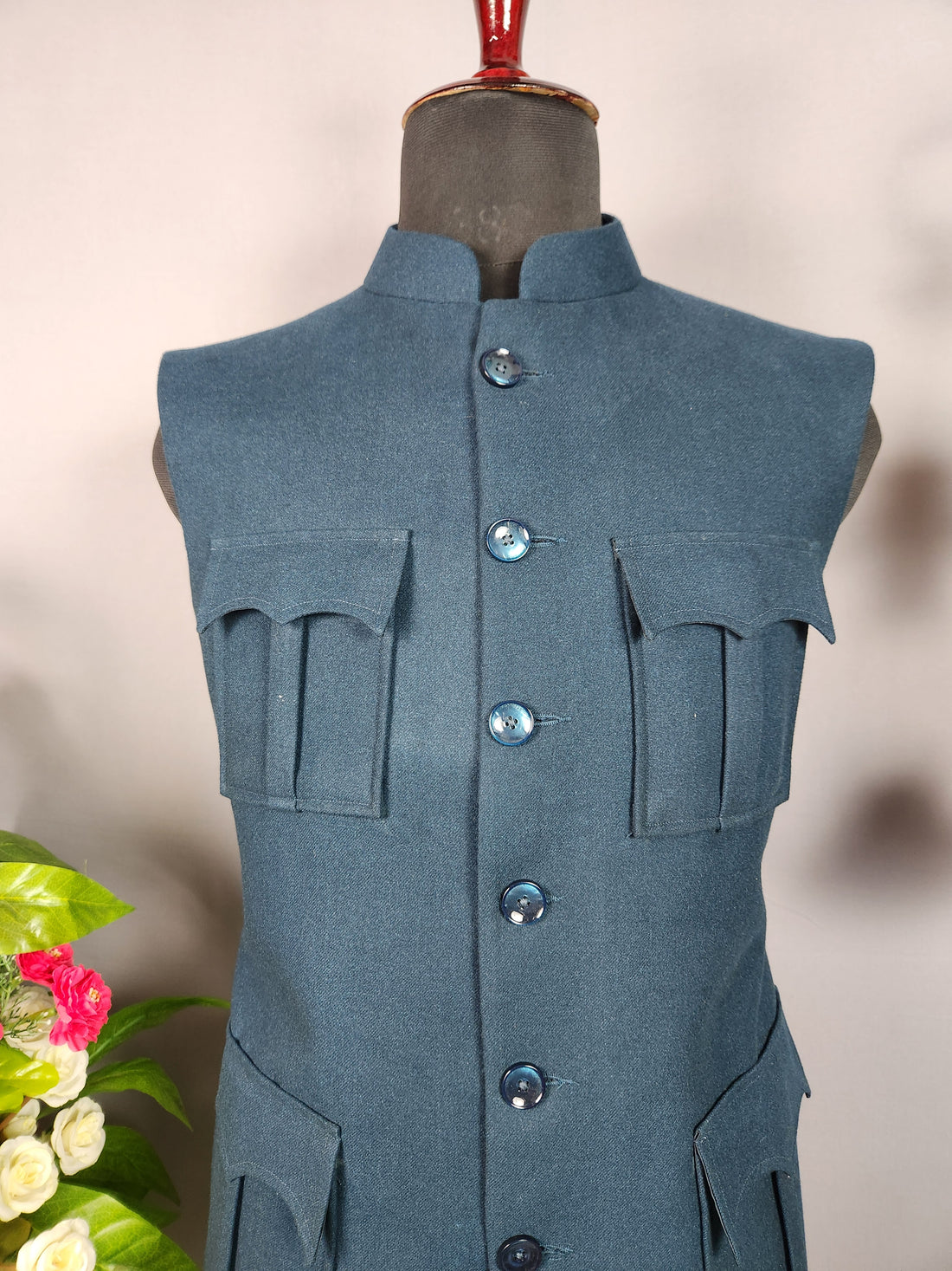Rama tweed nehru jacket for men - Indian ethnic waistcoat ideal for weddings, festive events, and traditional functions