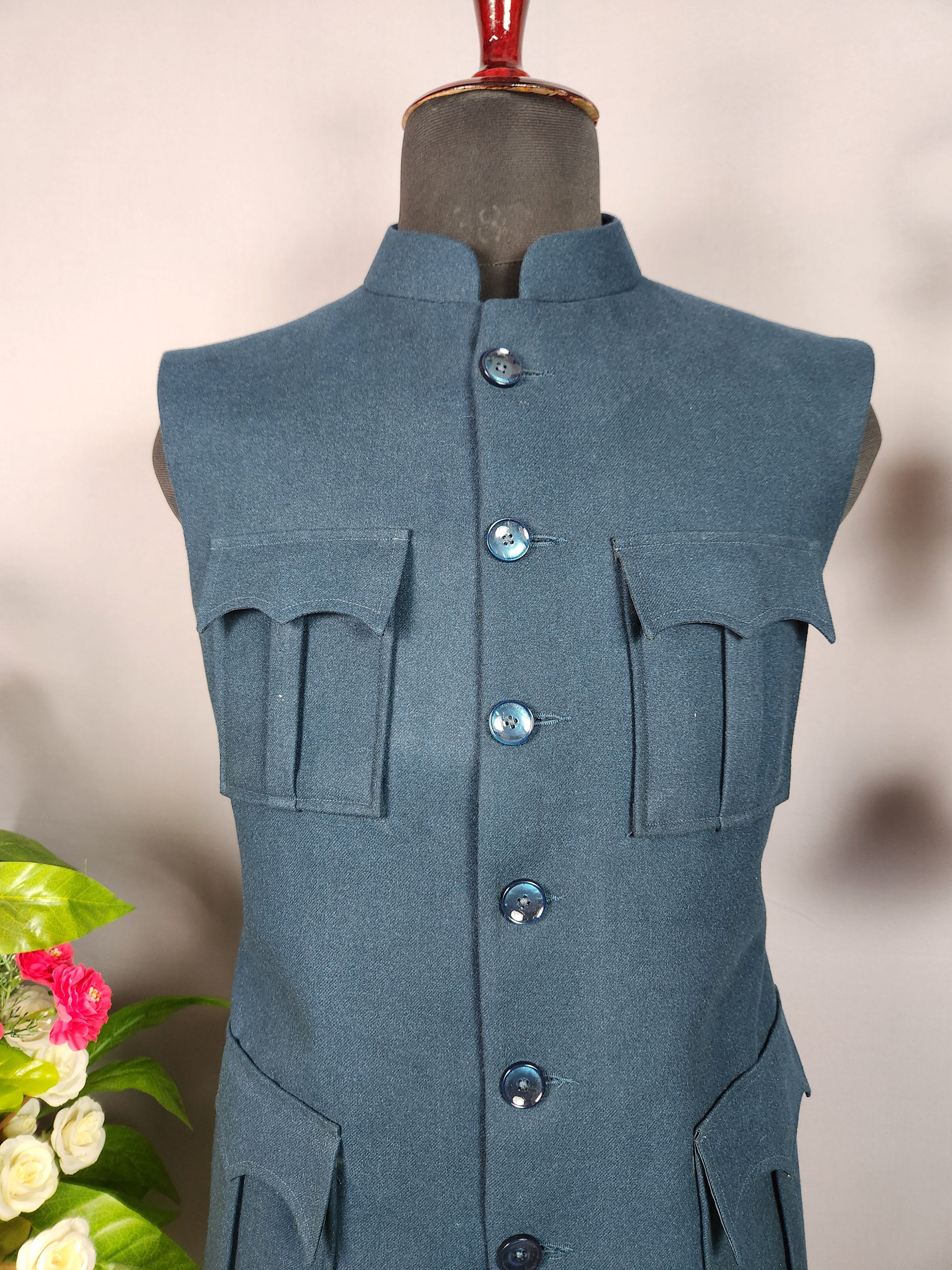 Rama tweed nehru jacket for men - Indian ethnic waistcoat ideal for weddings, festive events, and traditional functions