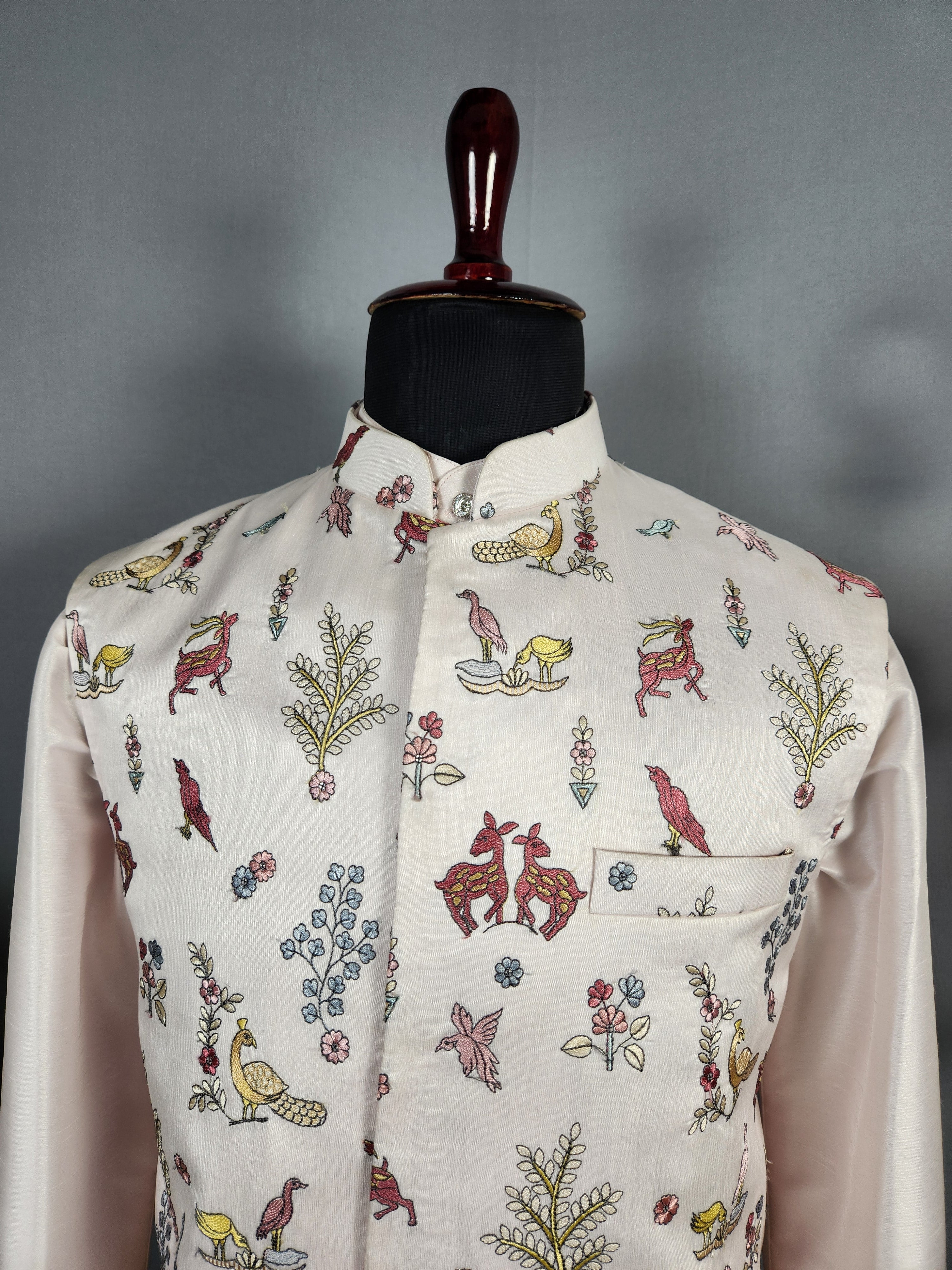 Peach Kurta Jacket Set for Wedding – Designer Indian Outfit