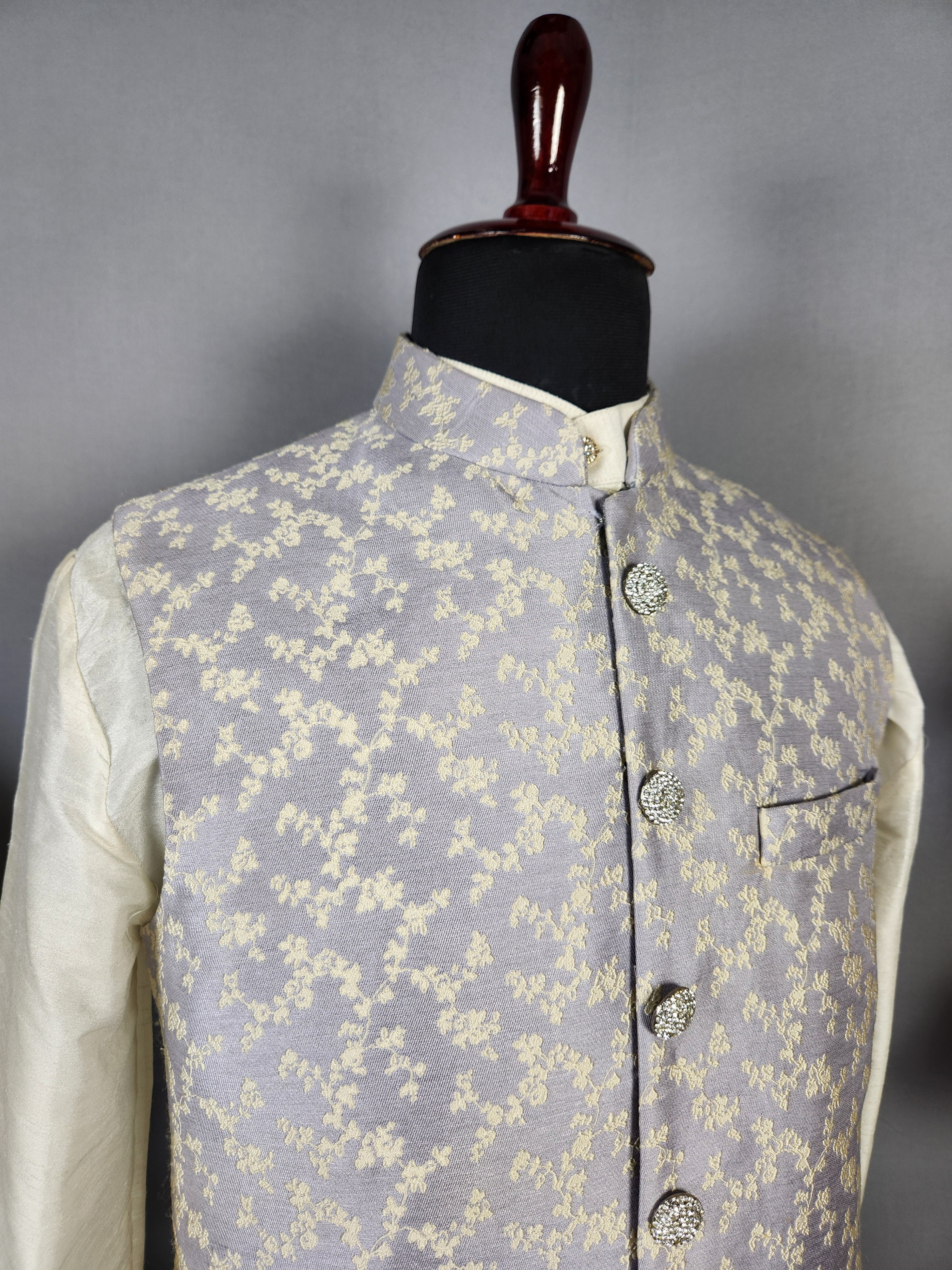 Cream Kurta Jacket Set for Wedding – Designer Indian Outfit