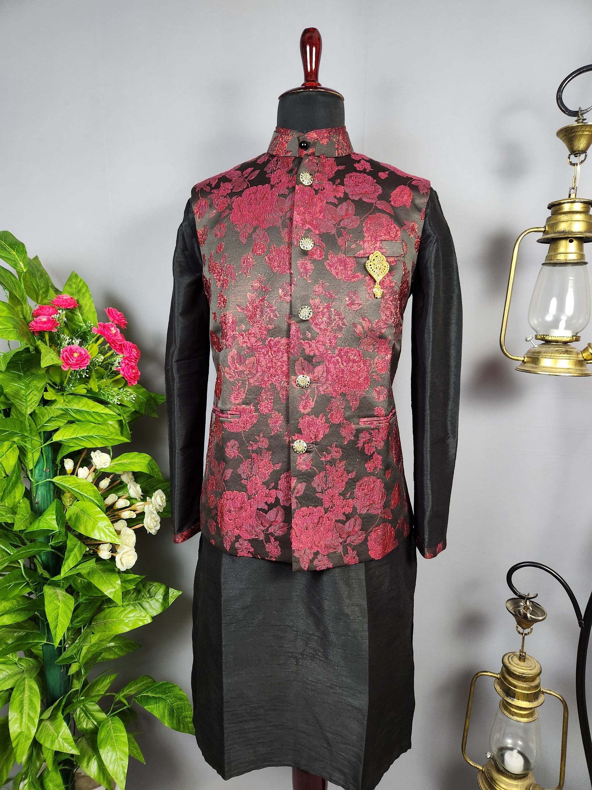 Black Kurta Jacket Set for Wedding – Designer Indian Outfit
