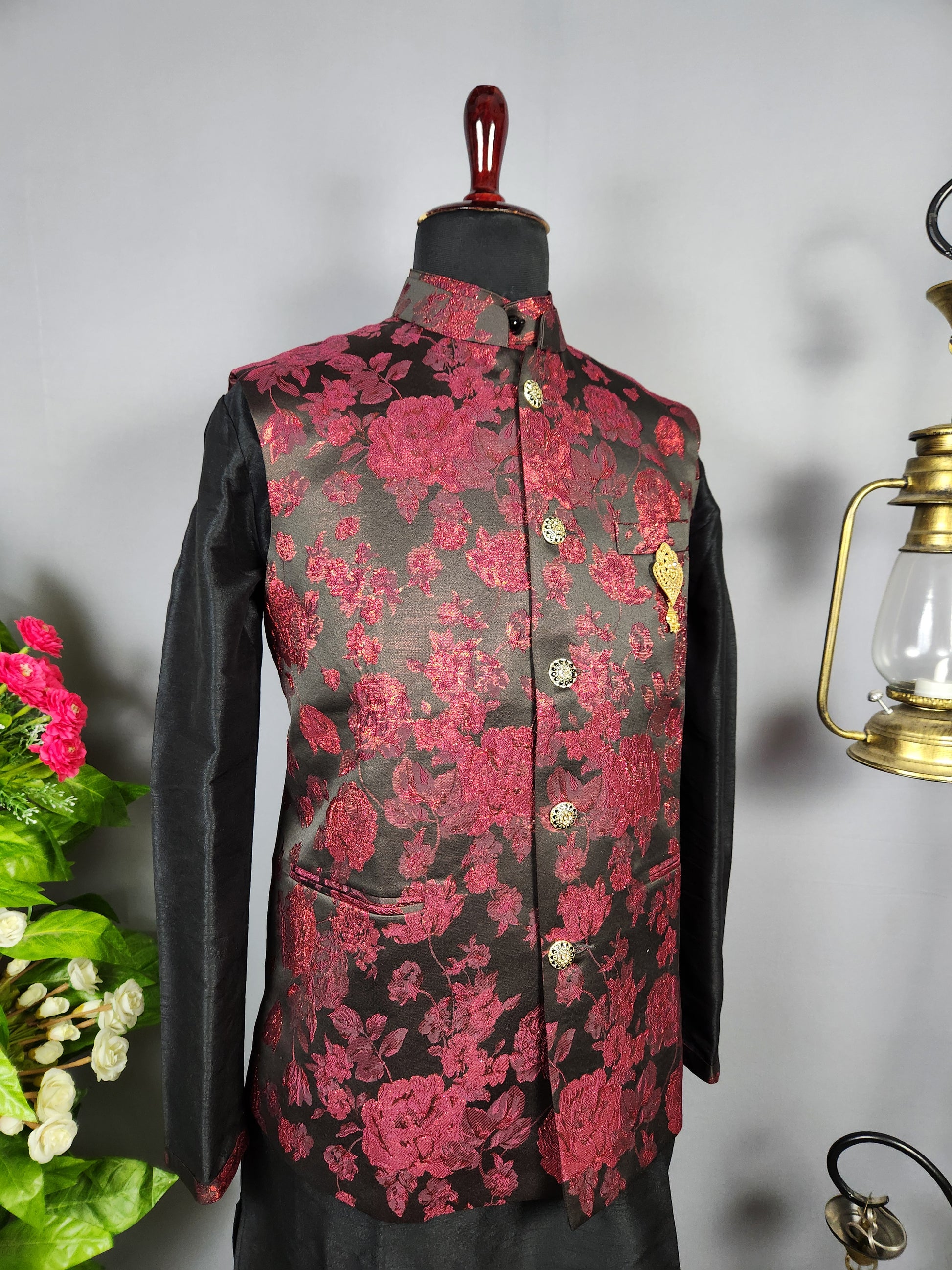 Black Kurta Jacket Set for Wedding – Designer Indian Outfit