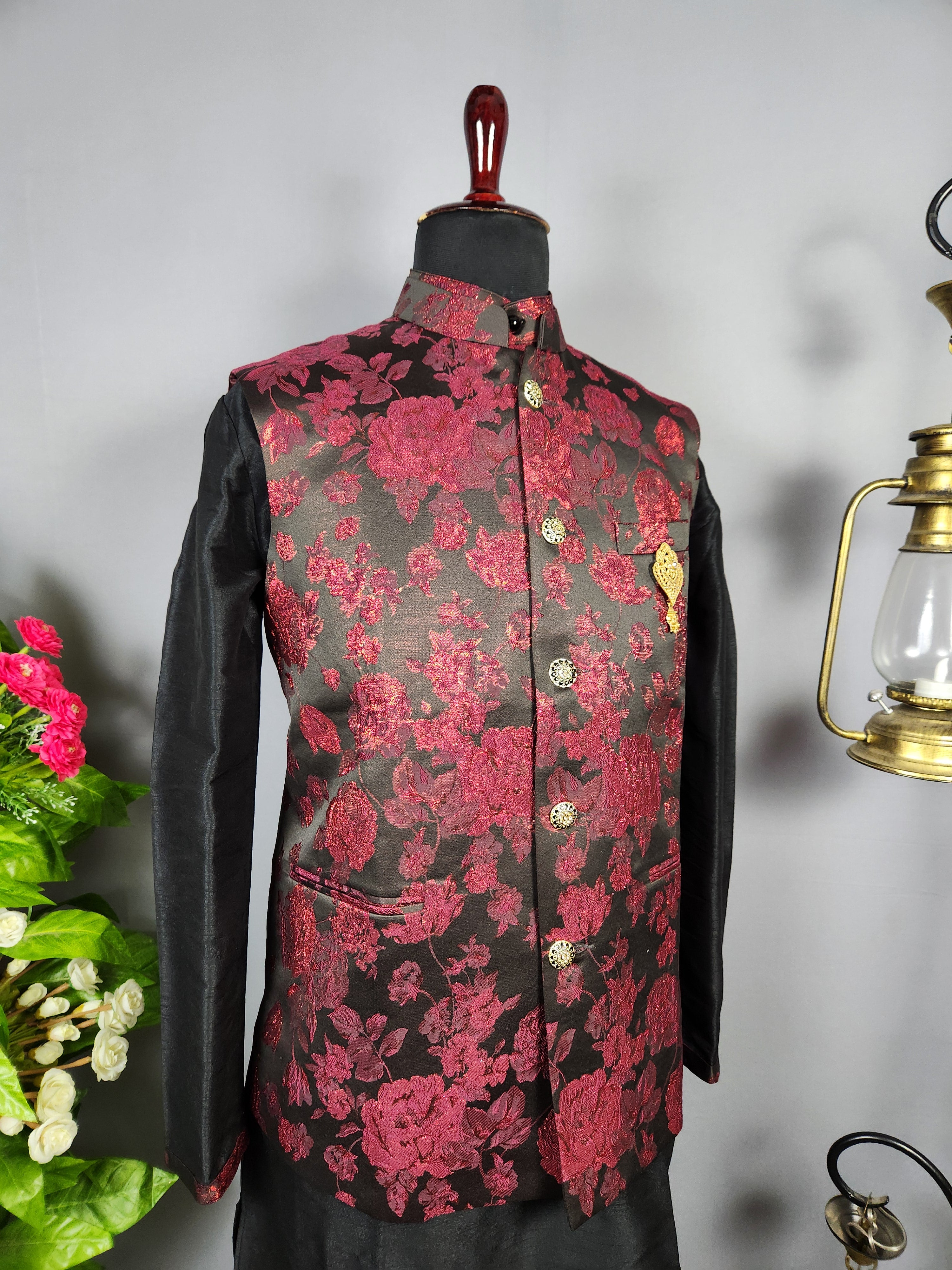 Black Kurta Jacket Set for Wedding – Designer Indian Outfit