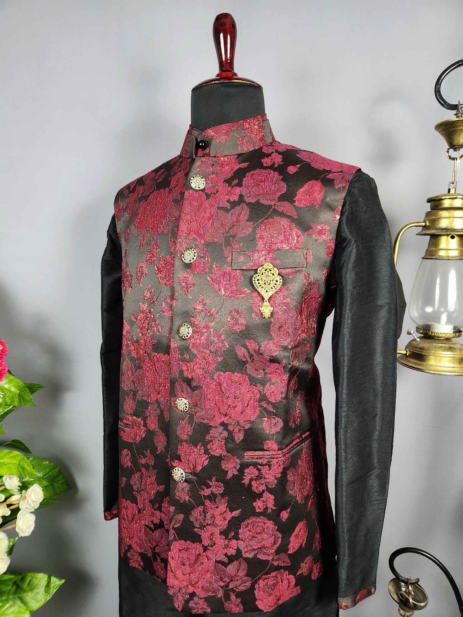 Black Kurta Jacket Set for Wedding – Designer Indian Outfit