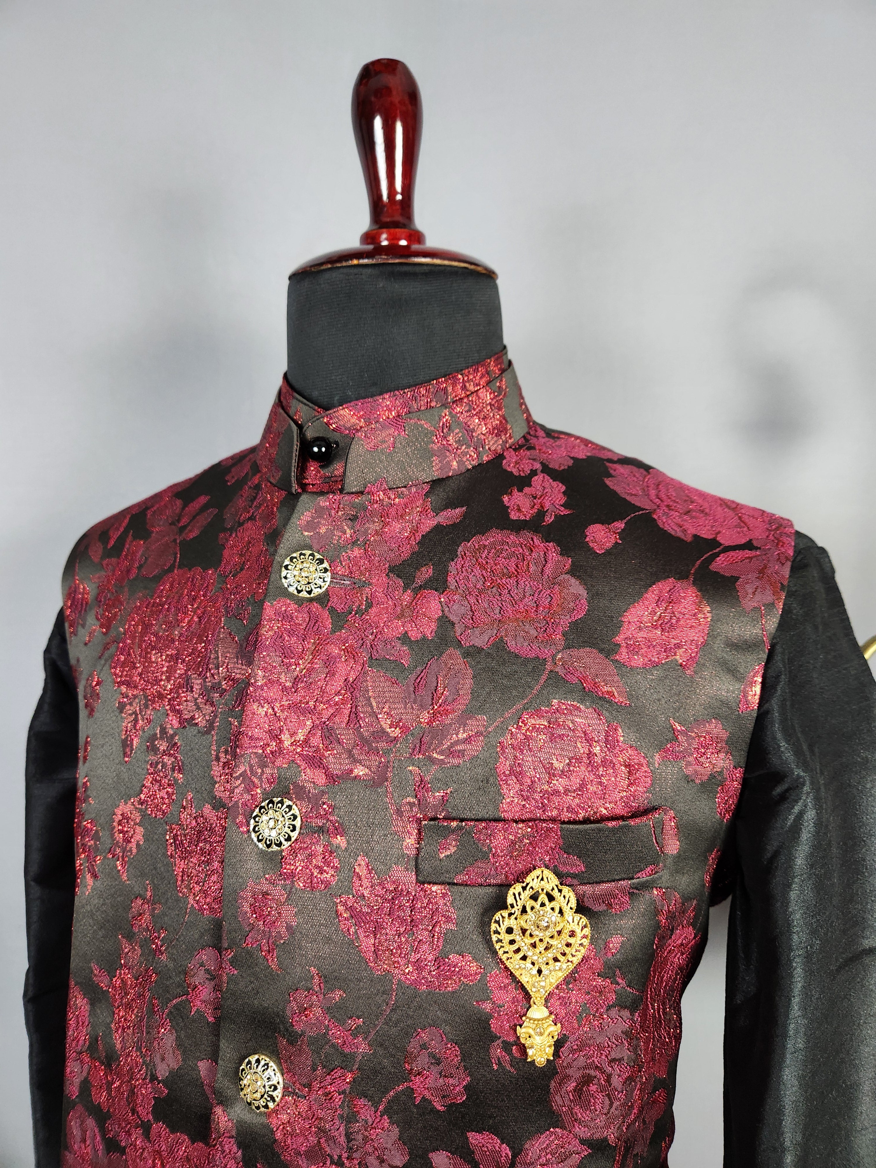 Black Kurta Jacket Set for Wedding – Designer Indian Outfit