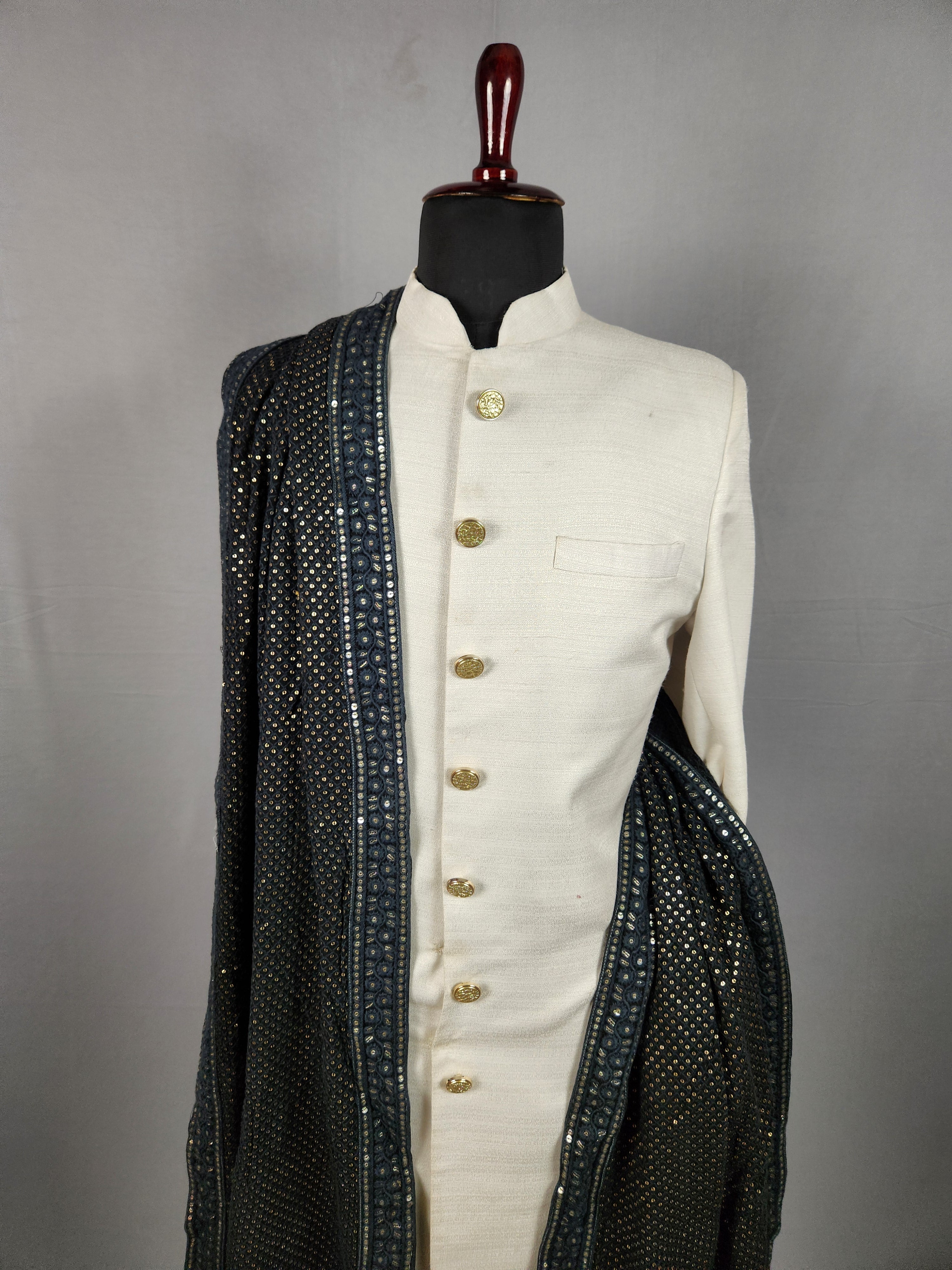 Black Shawl Groom - A Gold Sequin Black Stole