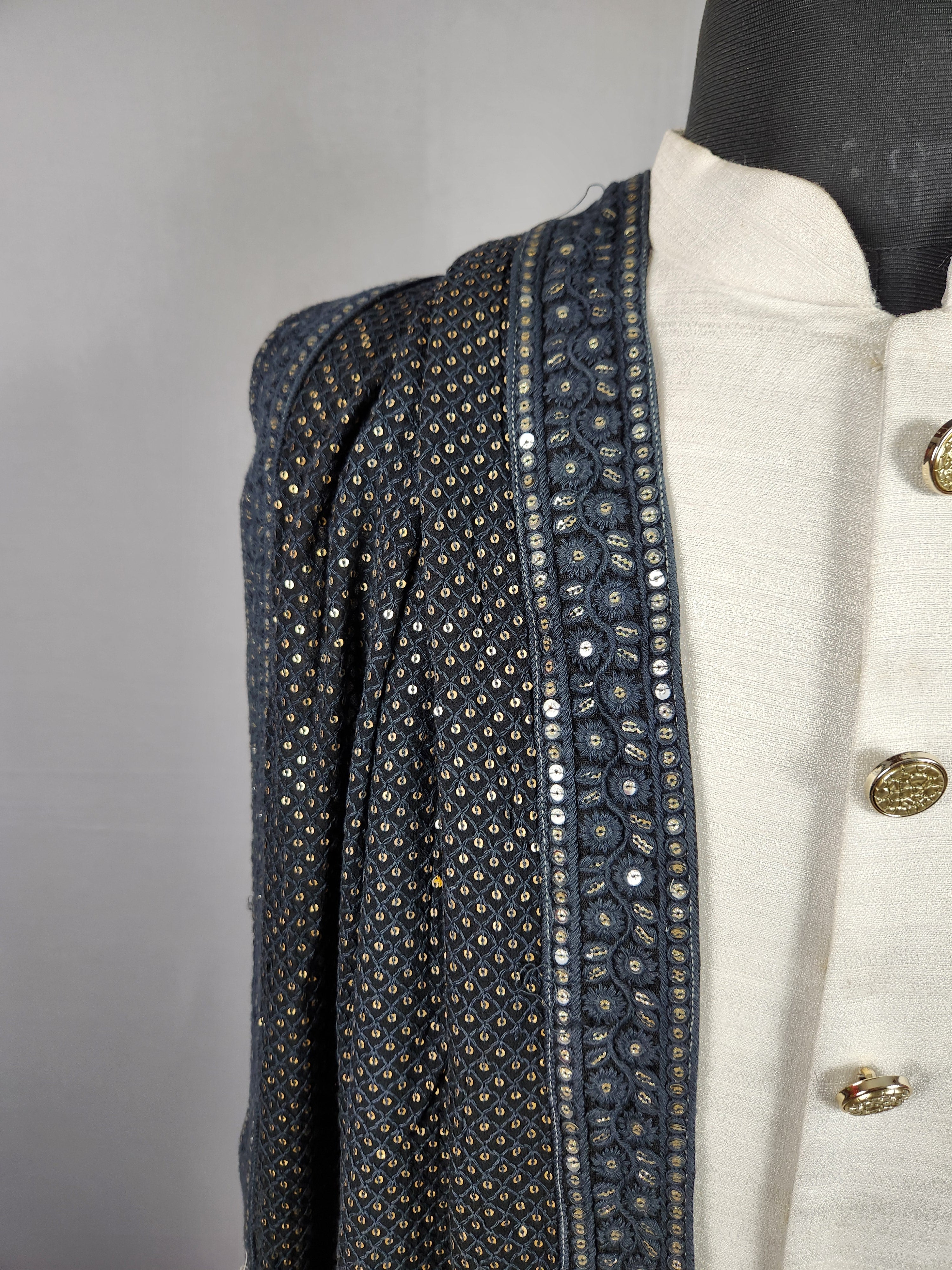 Black Shawl Groom - A Gold Sequin Black Stole