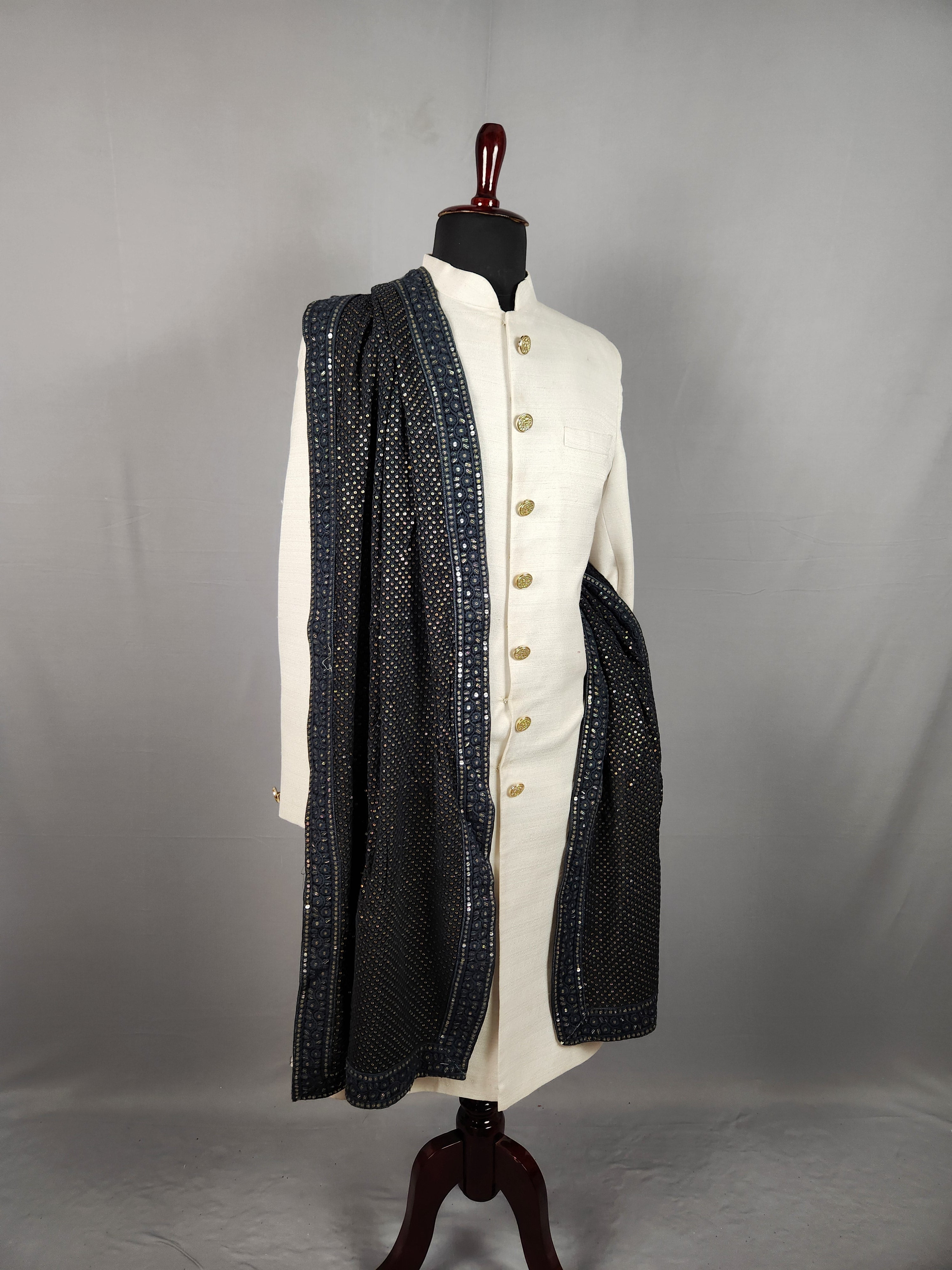 Black Shawl Groom - A Gold Sequin Black Stole