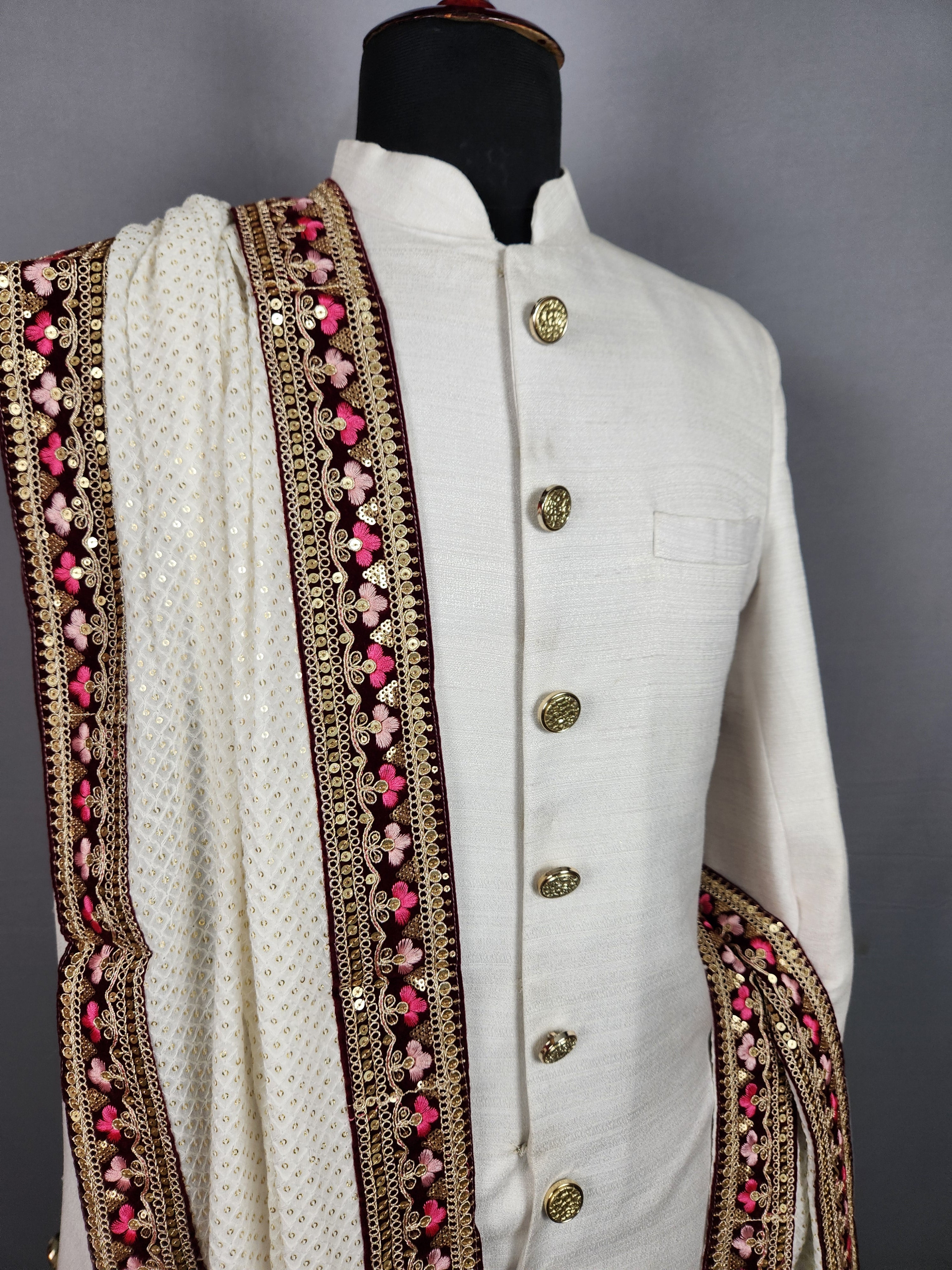 White Wedding Shawl for Groom