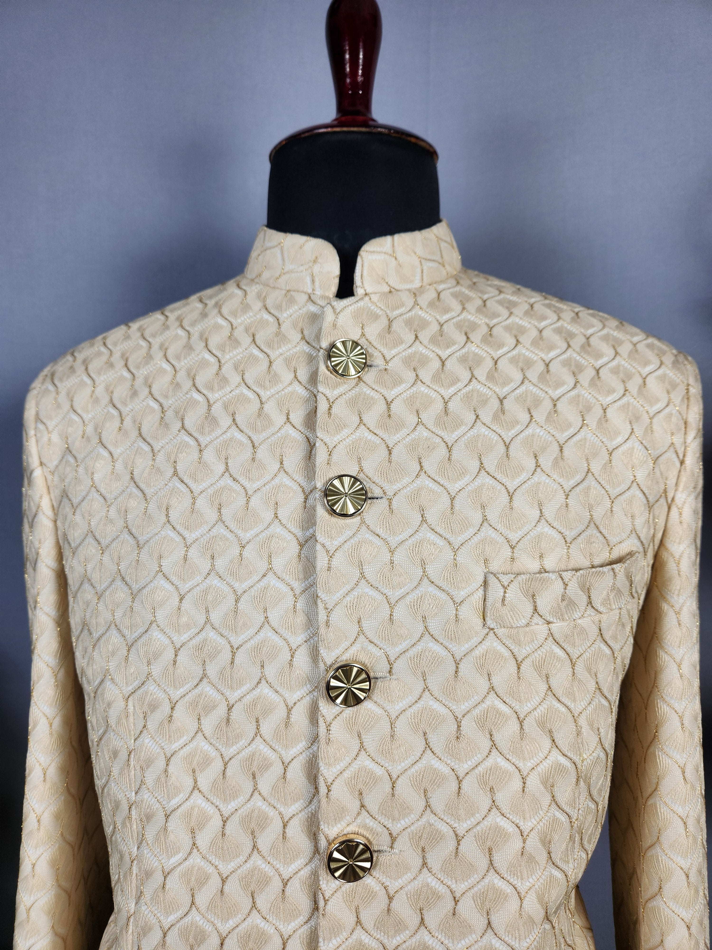 Beige Jodhpuri Suit for Men  -   Indian Wedding Outfit for Men