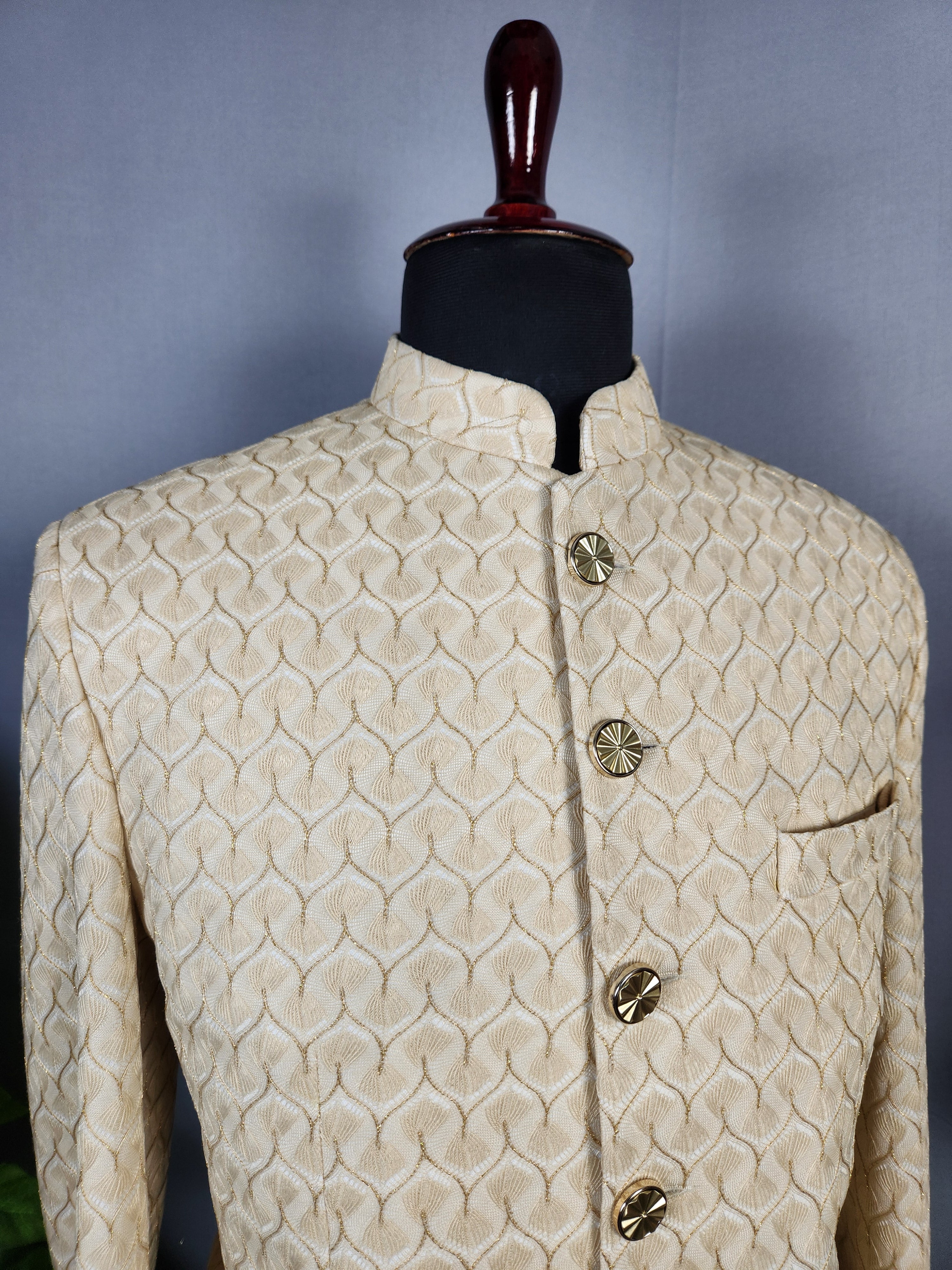 Beige Jodhpuri Suit for Men  -   Indian Wedding Outfit for Men