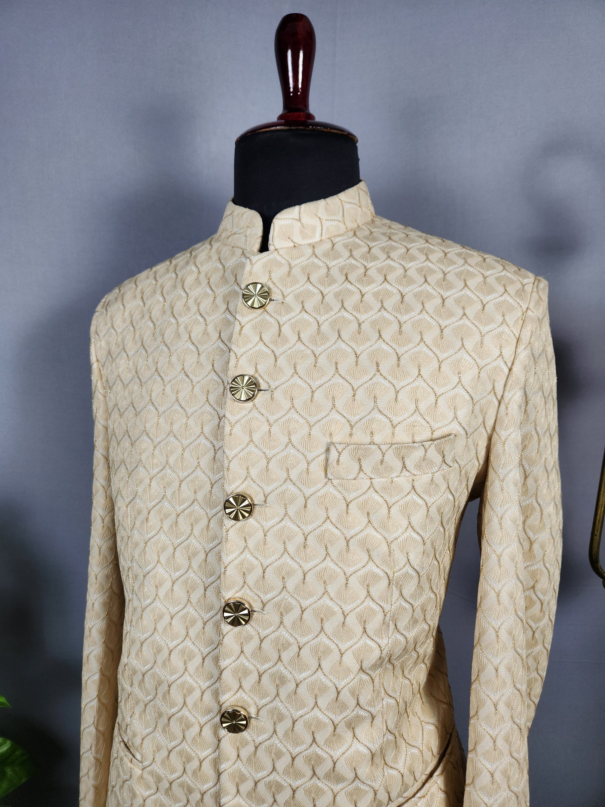 Beige Jodhpuri Suit for Men  -   Indian Wedding Outfit for Men