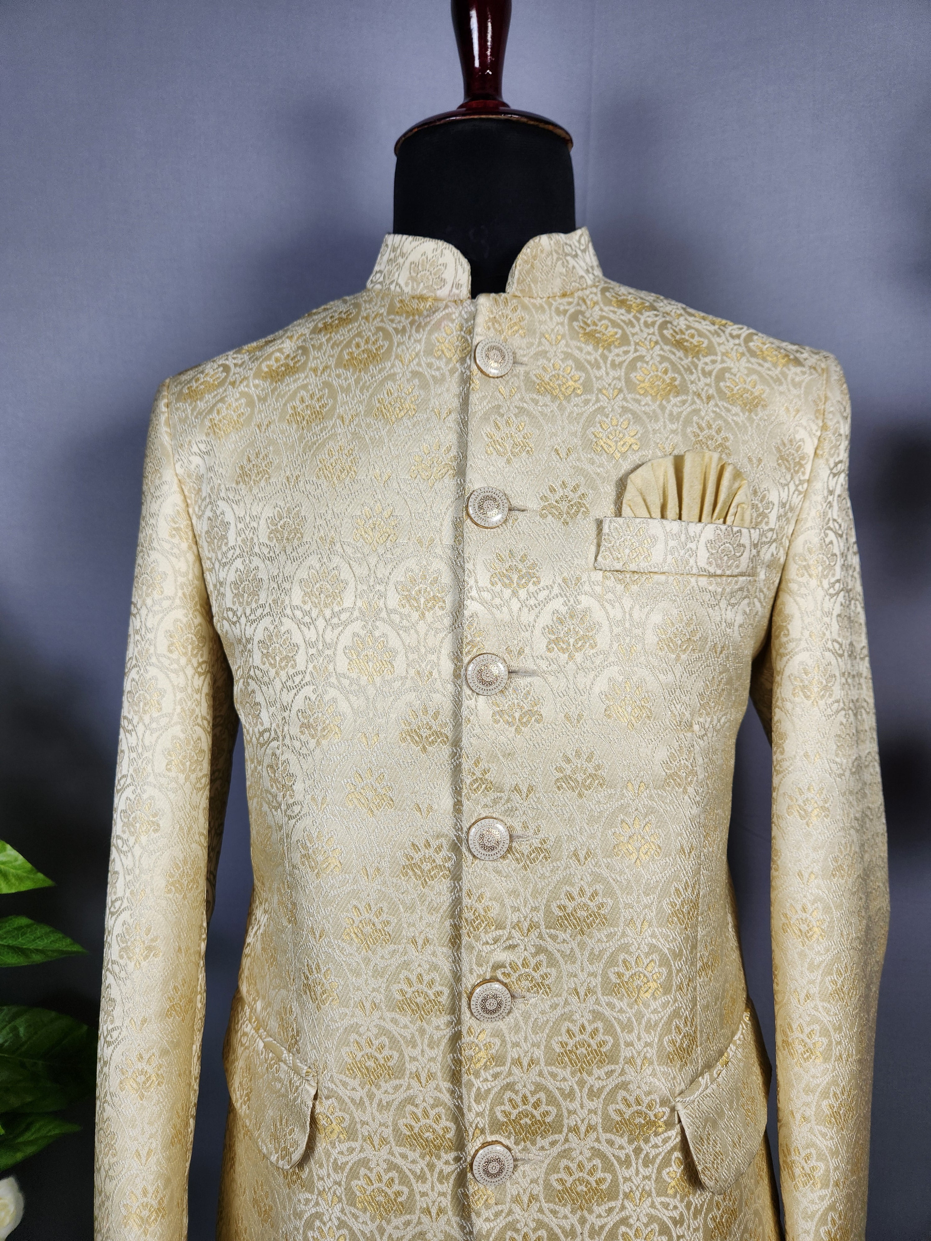 Beige Jodhpuri Suit for Men  -   Indian Wedding Outfit for Men