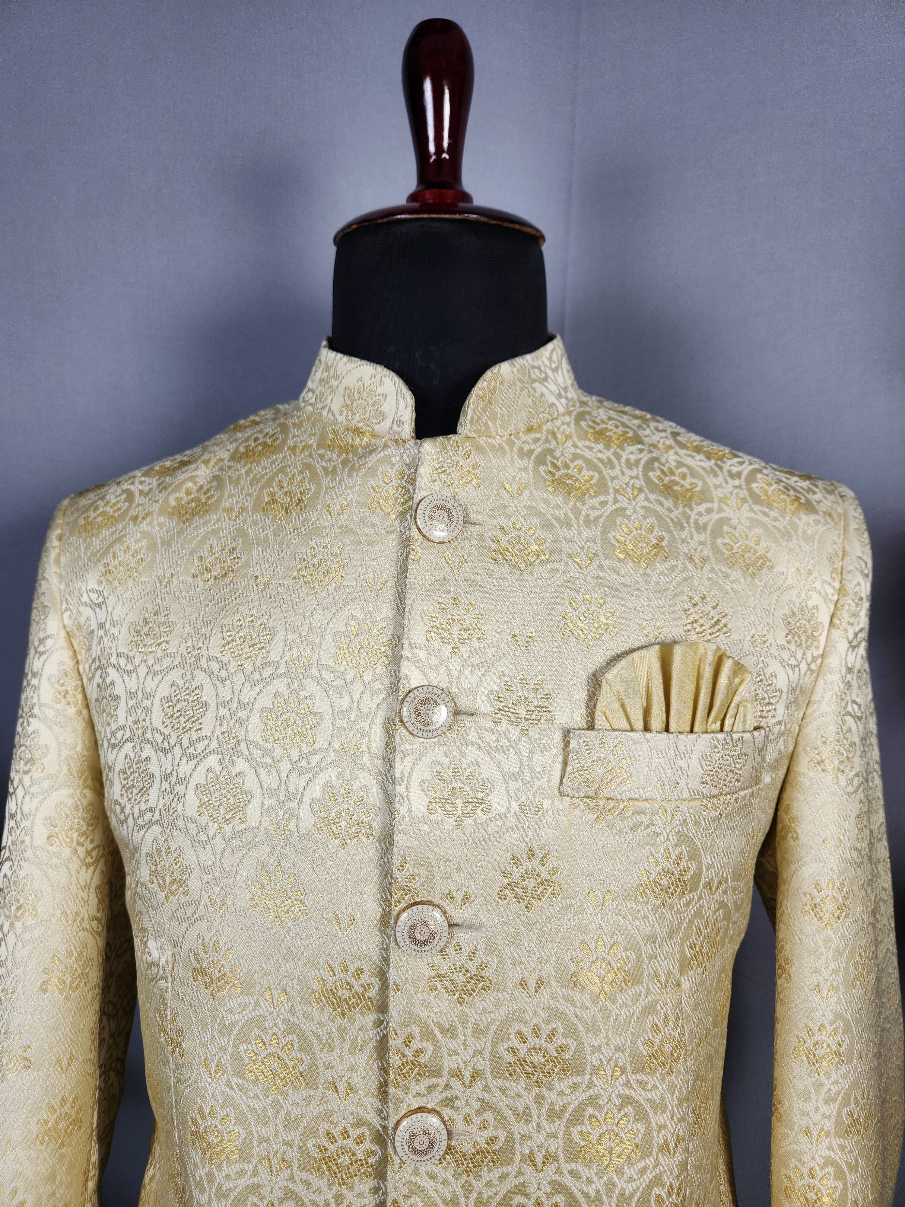 Beige Jodhpuri Suit for Men  -   Indian Wedding Outfit for Men
