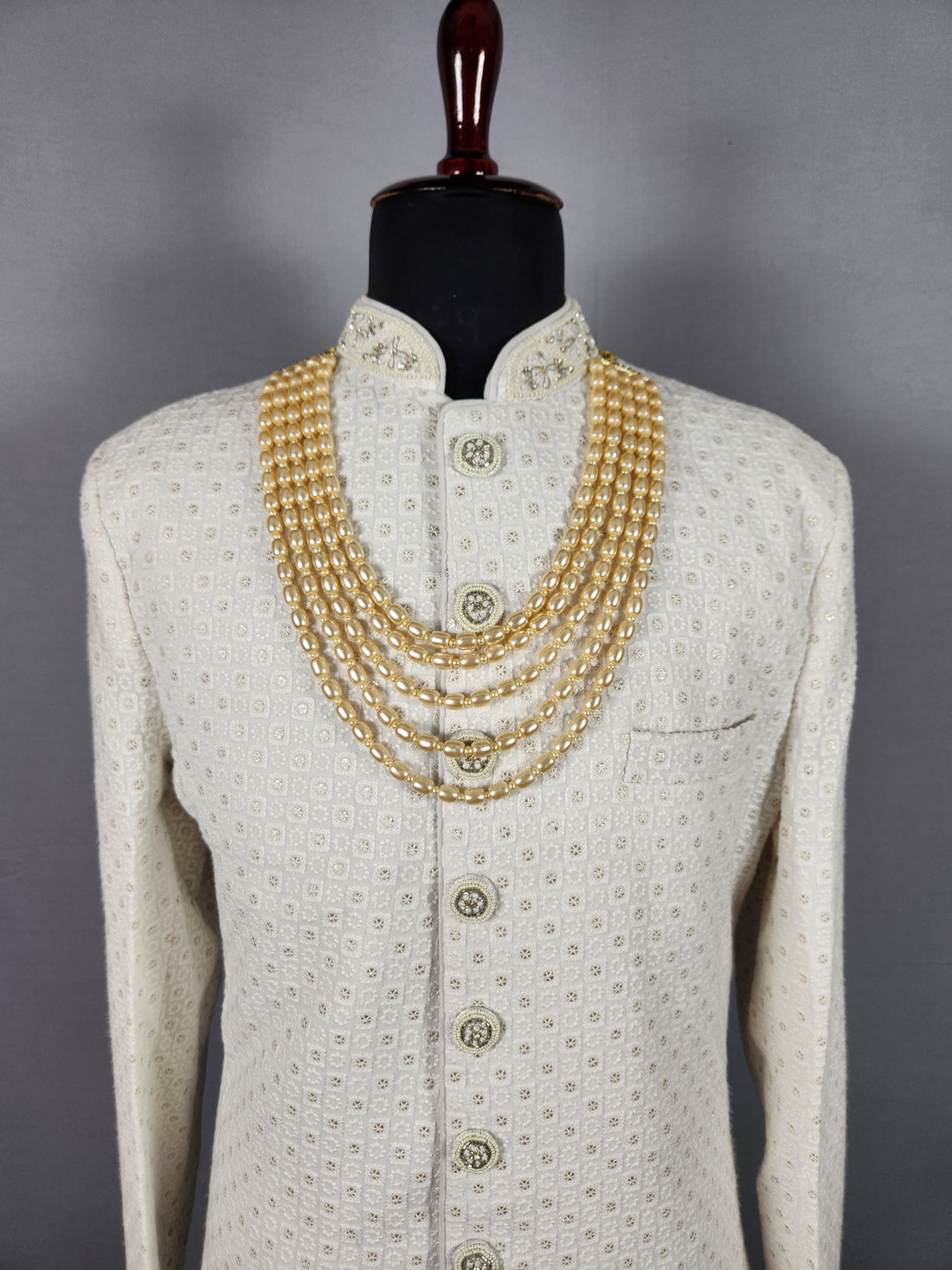 Beige Necklace for Groom  Wedding Sherwani