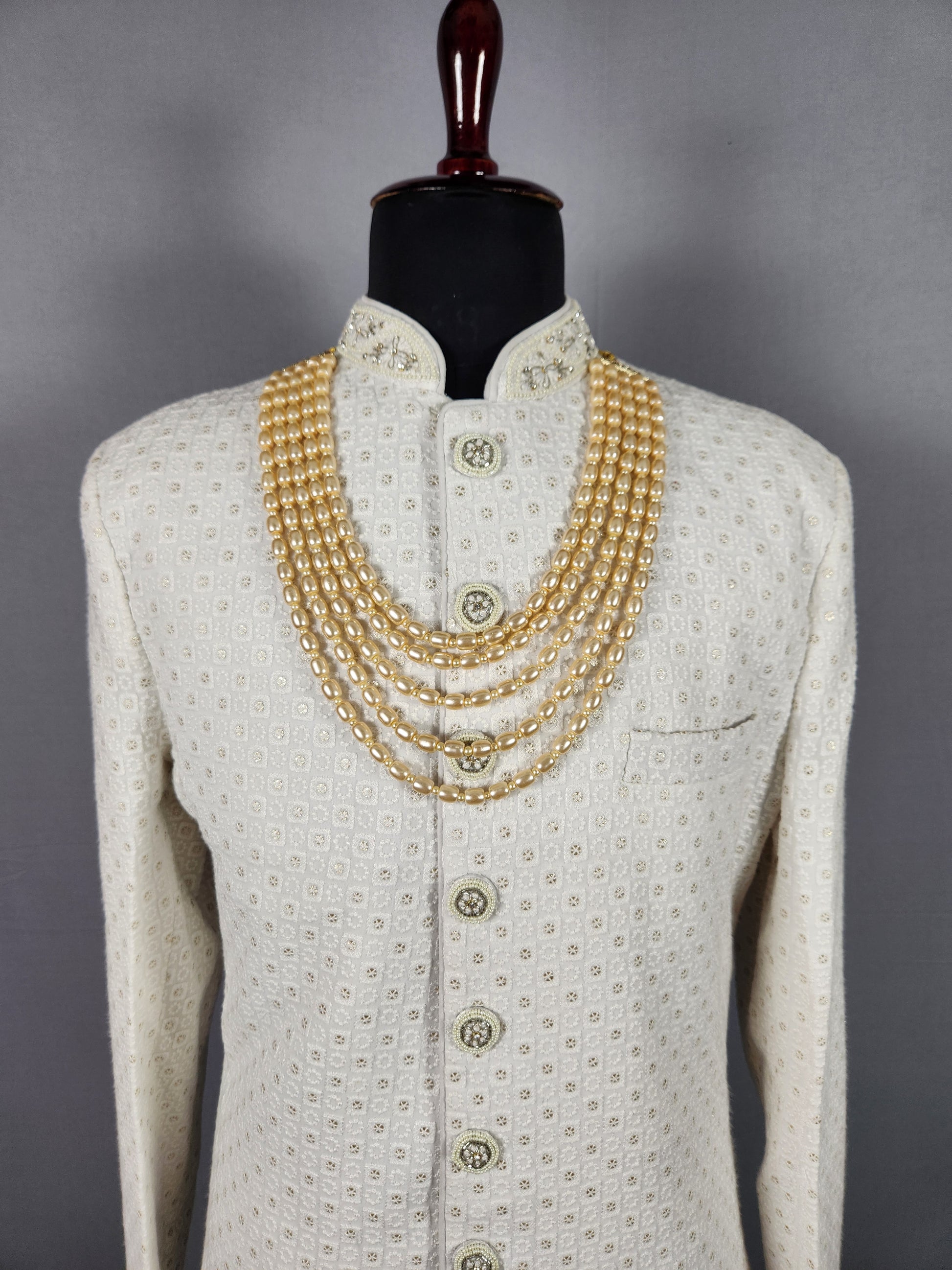 Beige Necklace for Groom  Wedding Sherwani