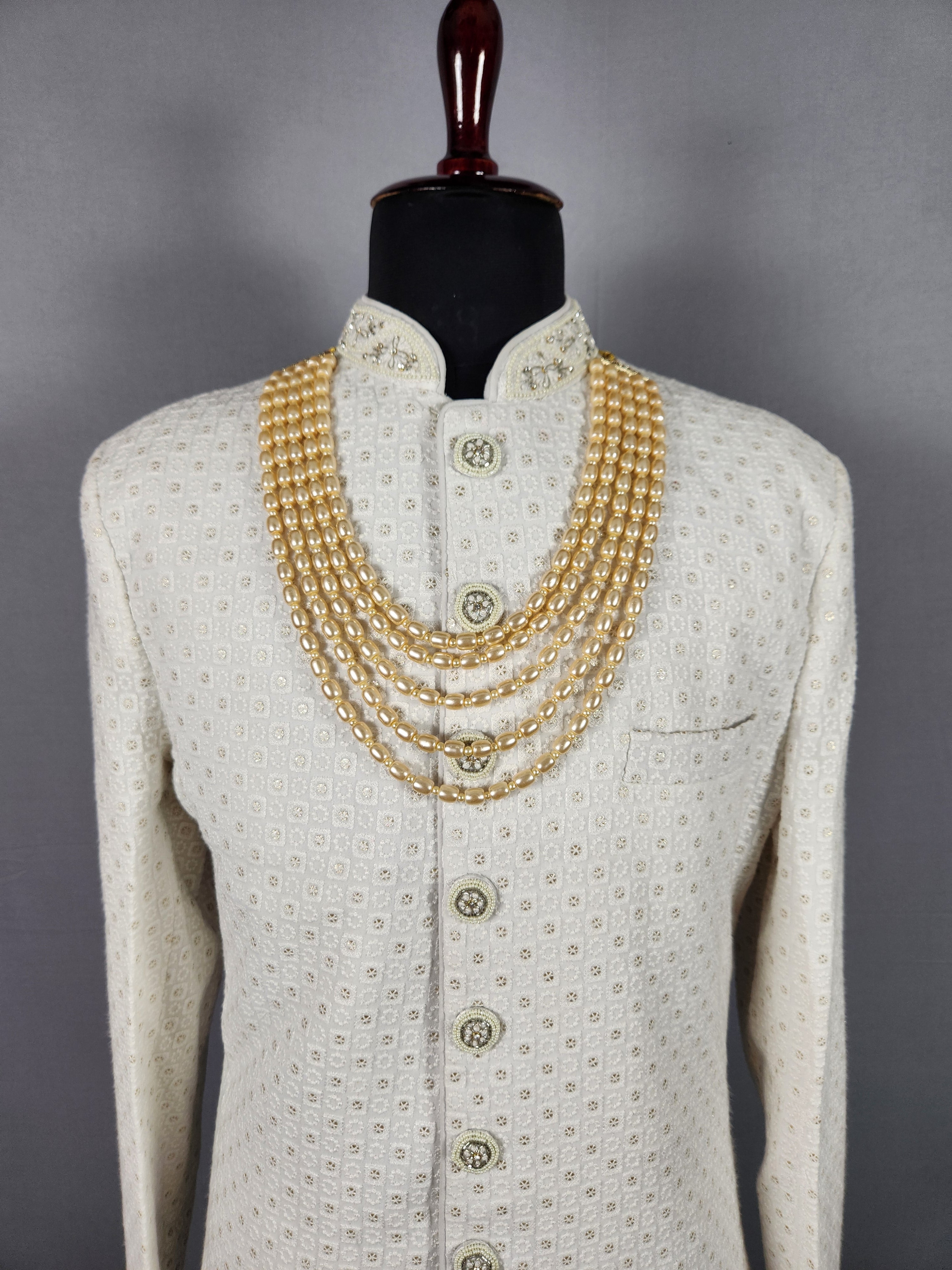 Beige Necklace for Groom  Wedding Sherwani