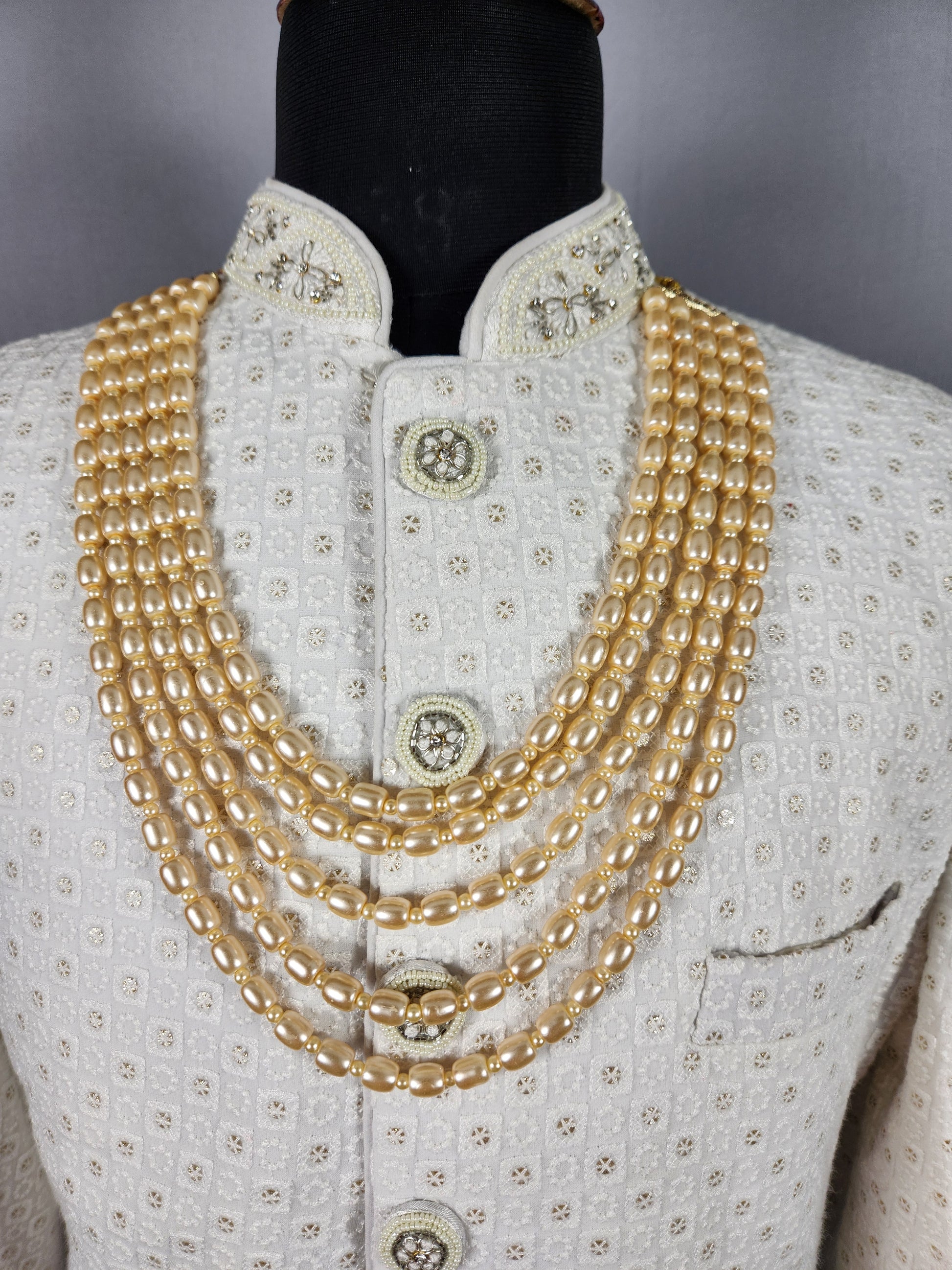 Beige Necklace for Groom  Wedding Sherwani