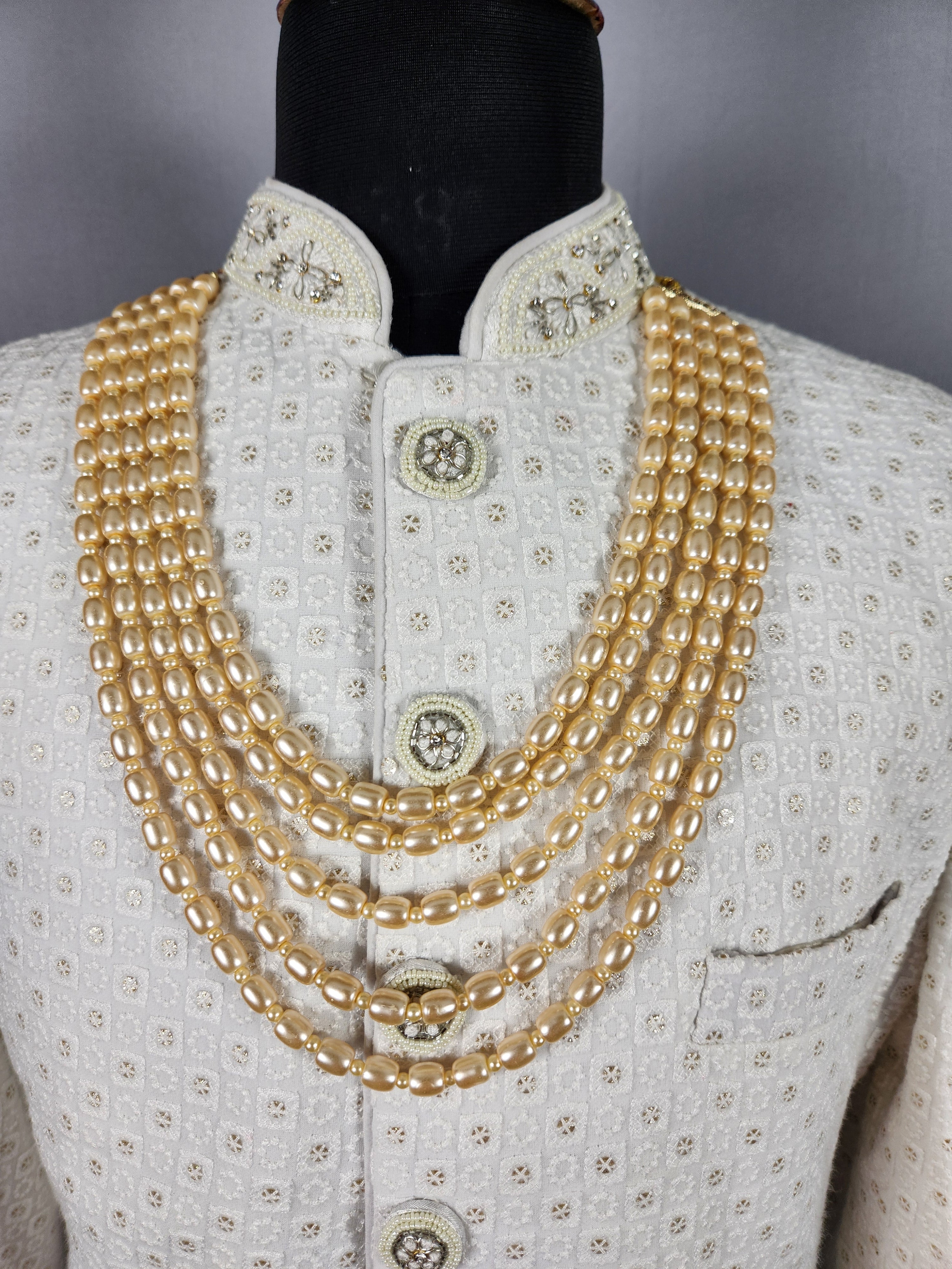 Beige Necklace for Groom  Wedding Sherwani