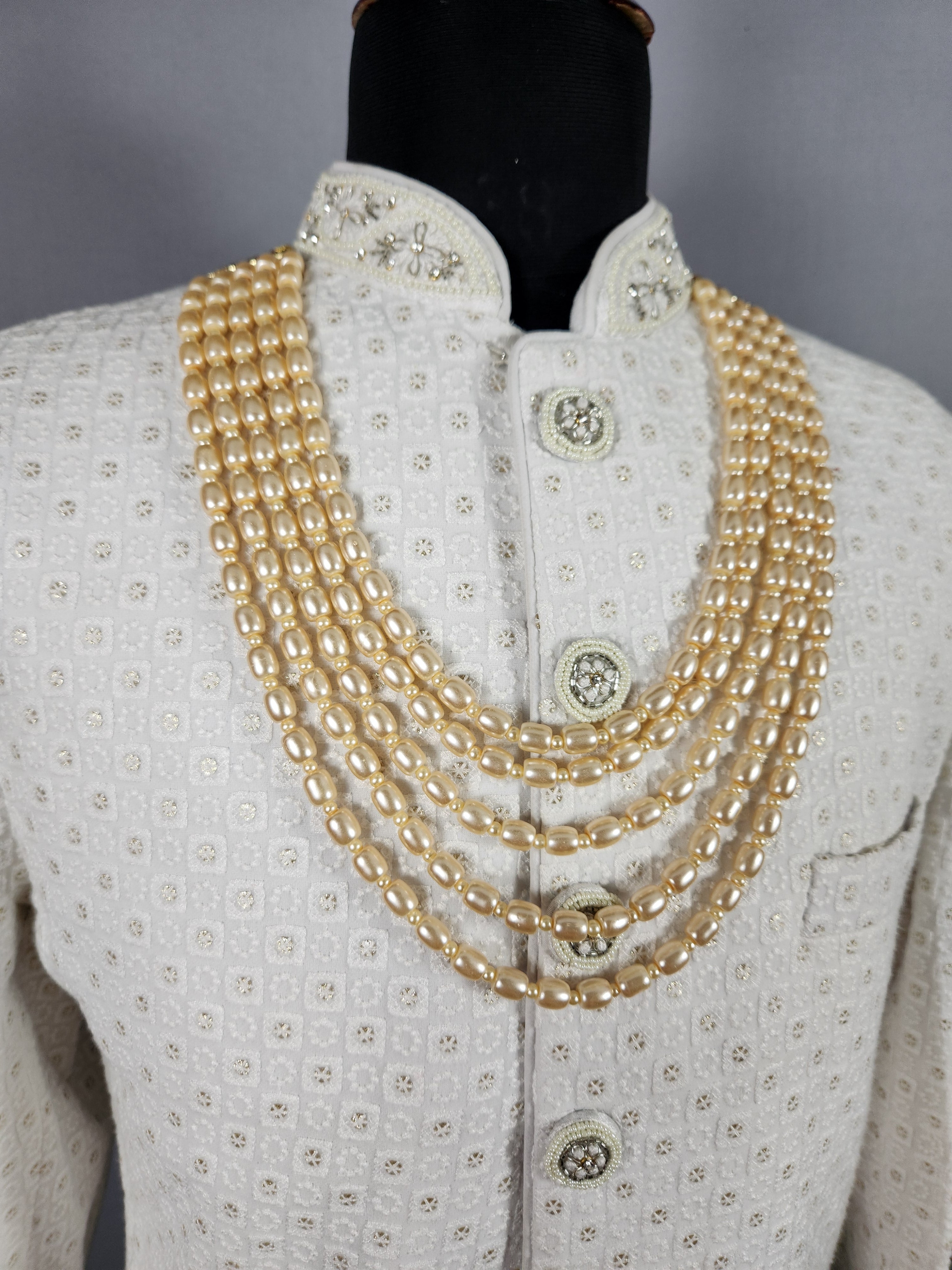 Beige Necklace for Groom  Wedding Sherwani