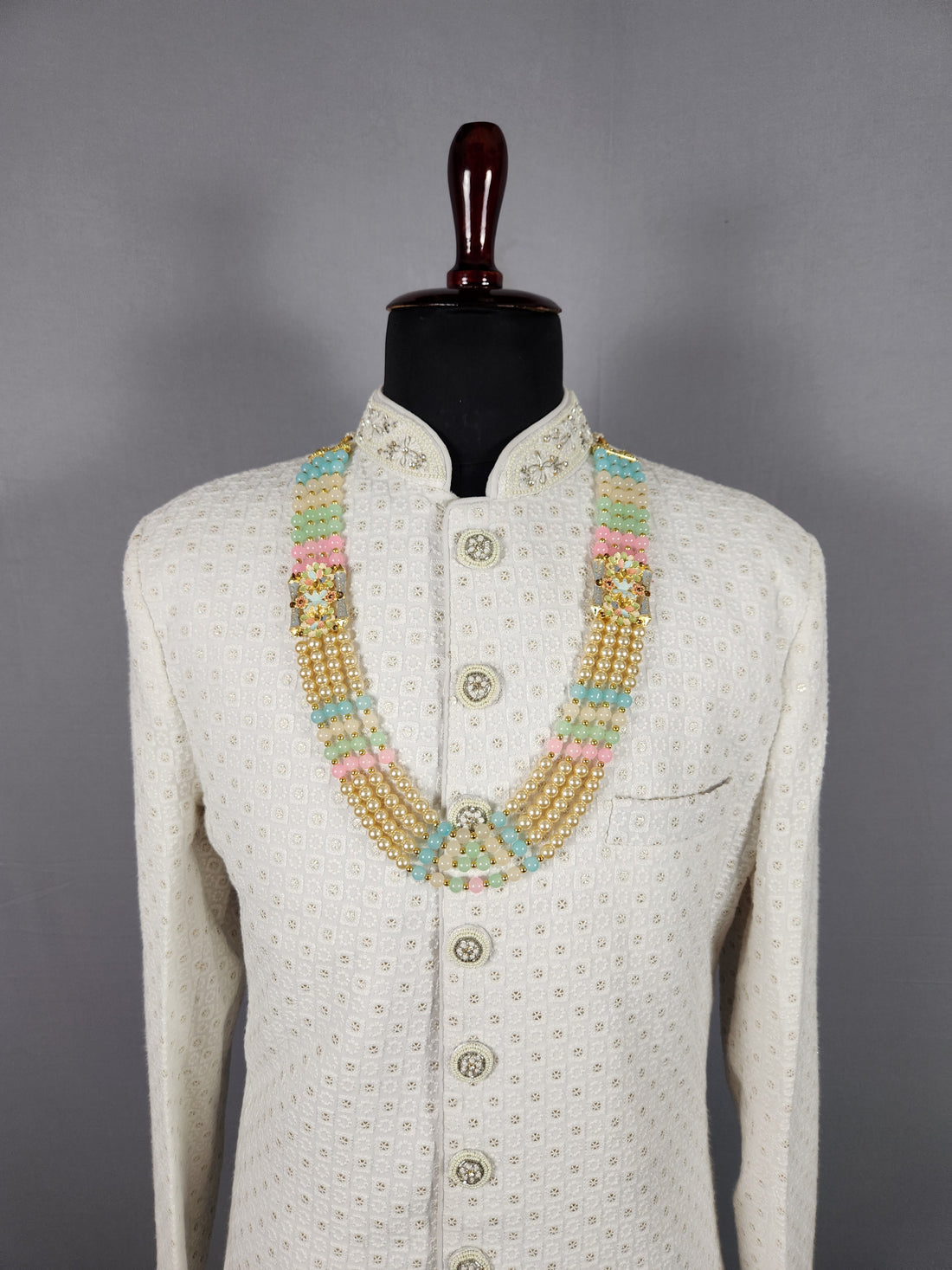 Beige Necklace for Groom Wedding Sherwani