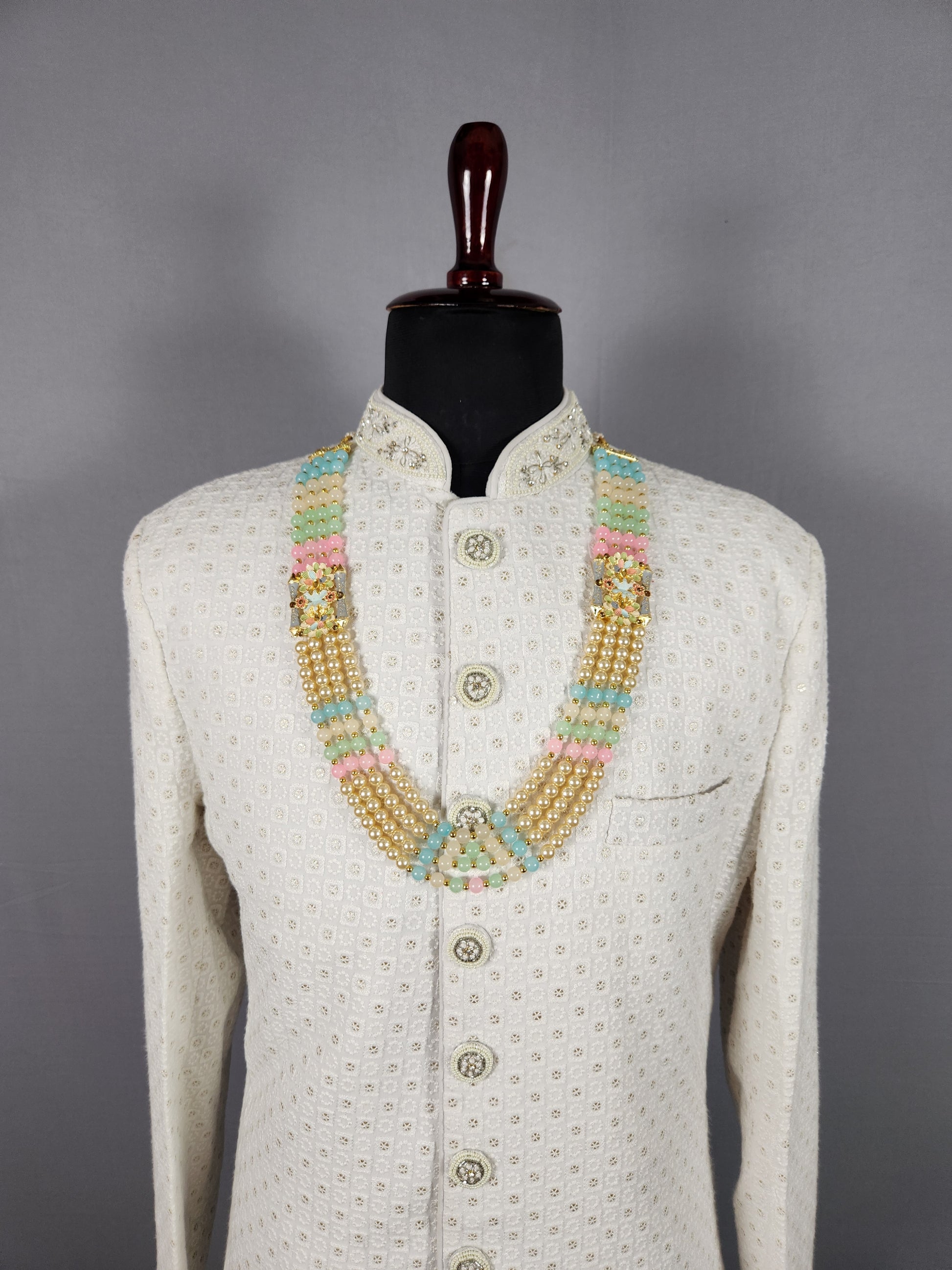 Beige Necklace for Groom Wedding Sherwani