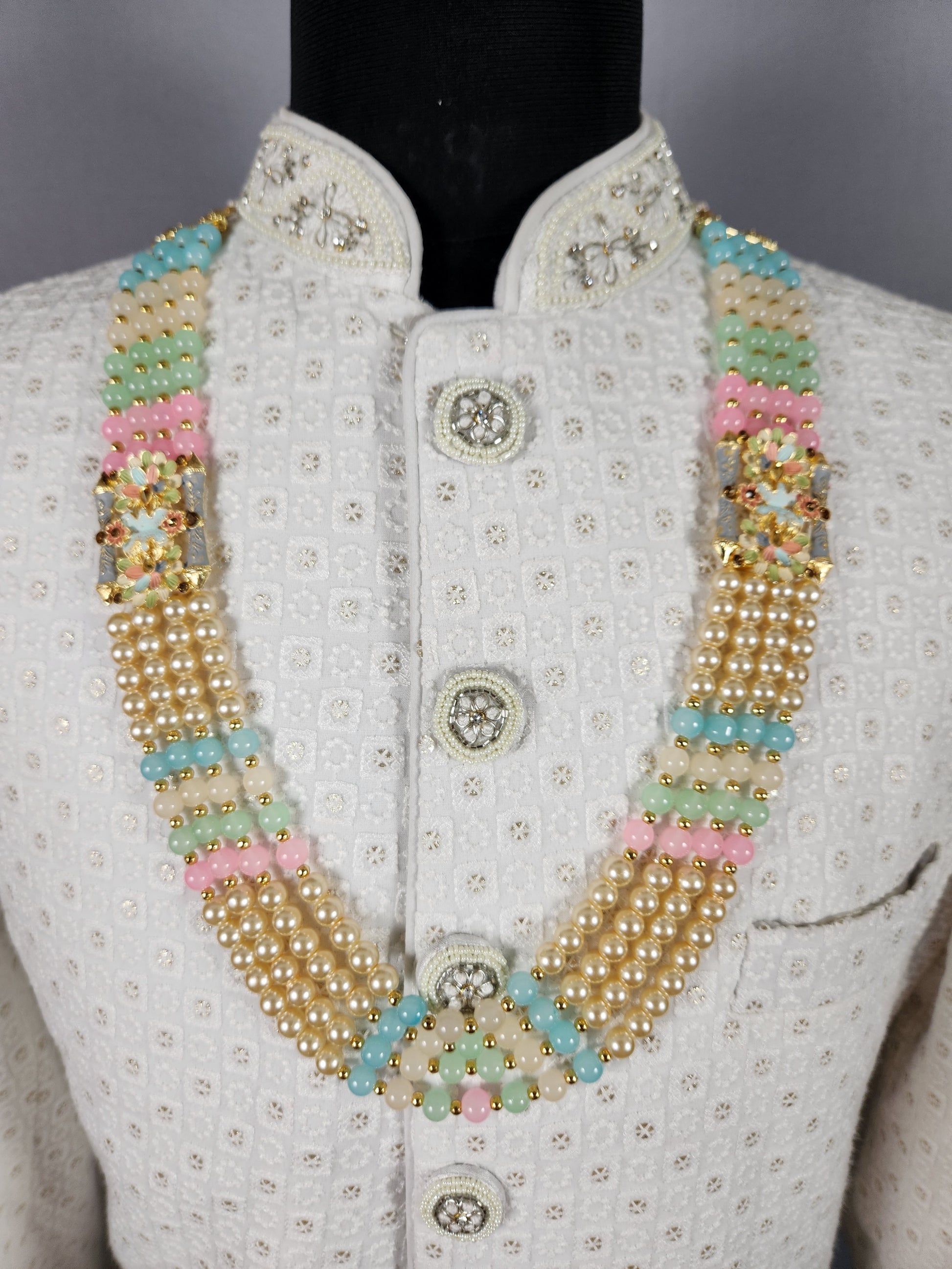 Beige Necklace for Groom Wedding Sherwani