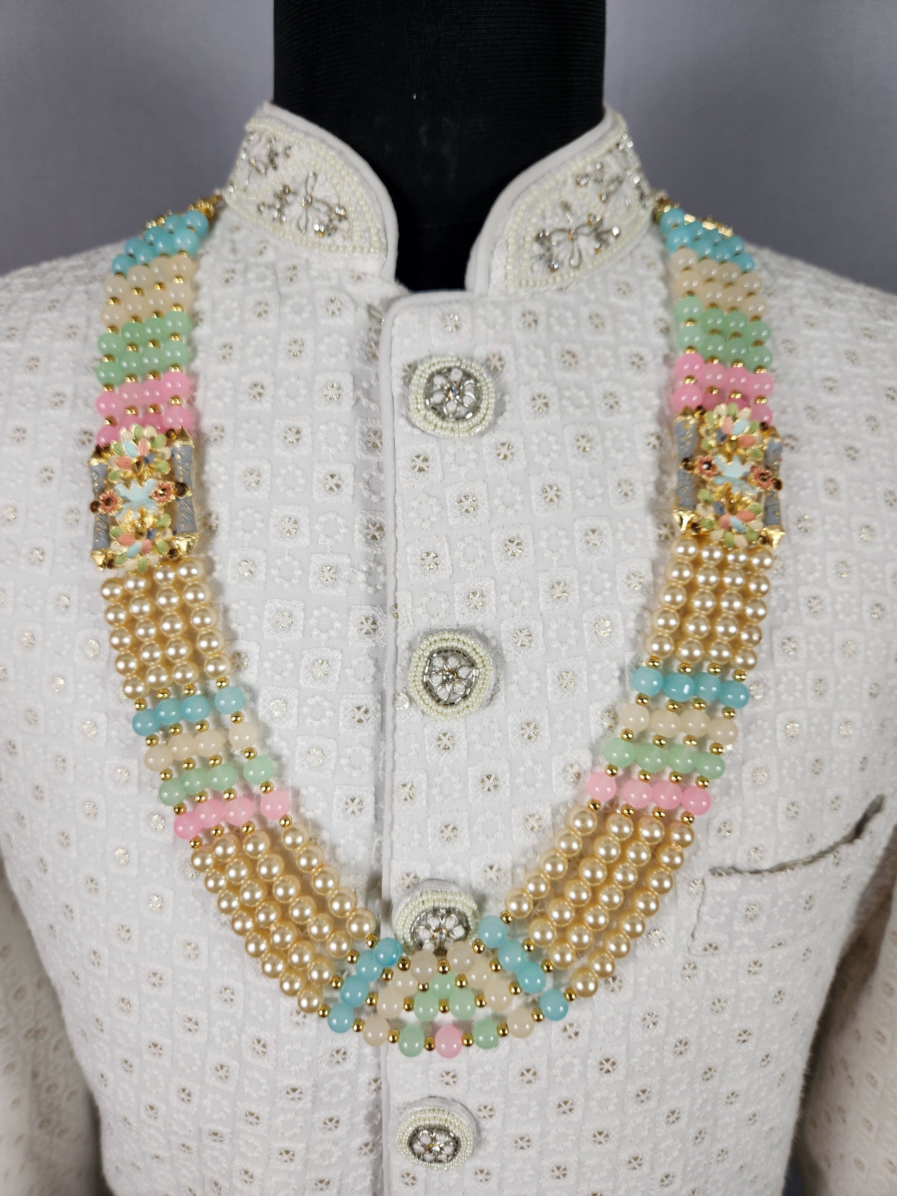Beige Necklace for Groom Wedding Sherwani