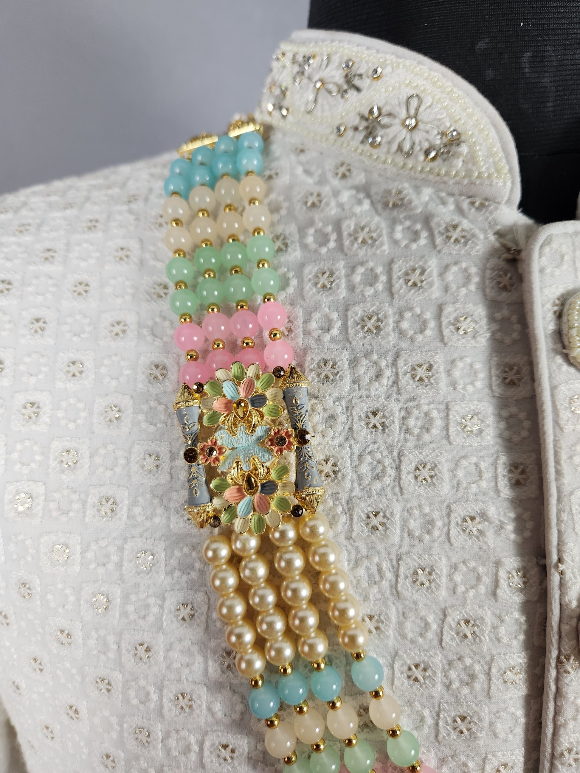 Beige Necklace for Groom Wedding Sherwani