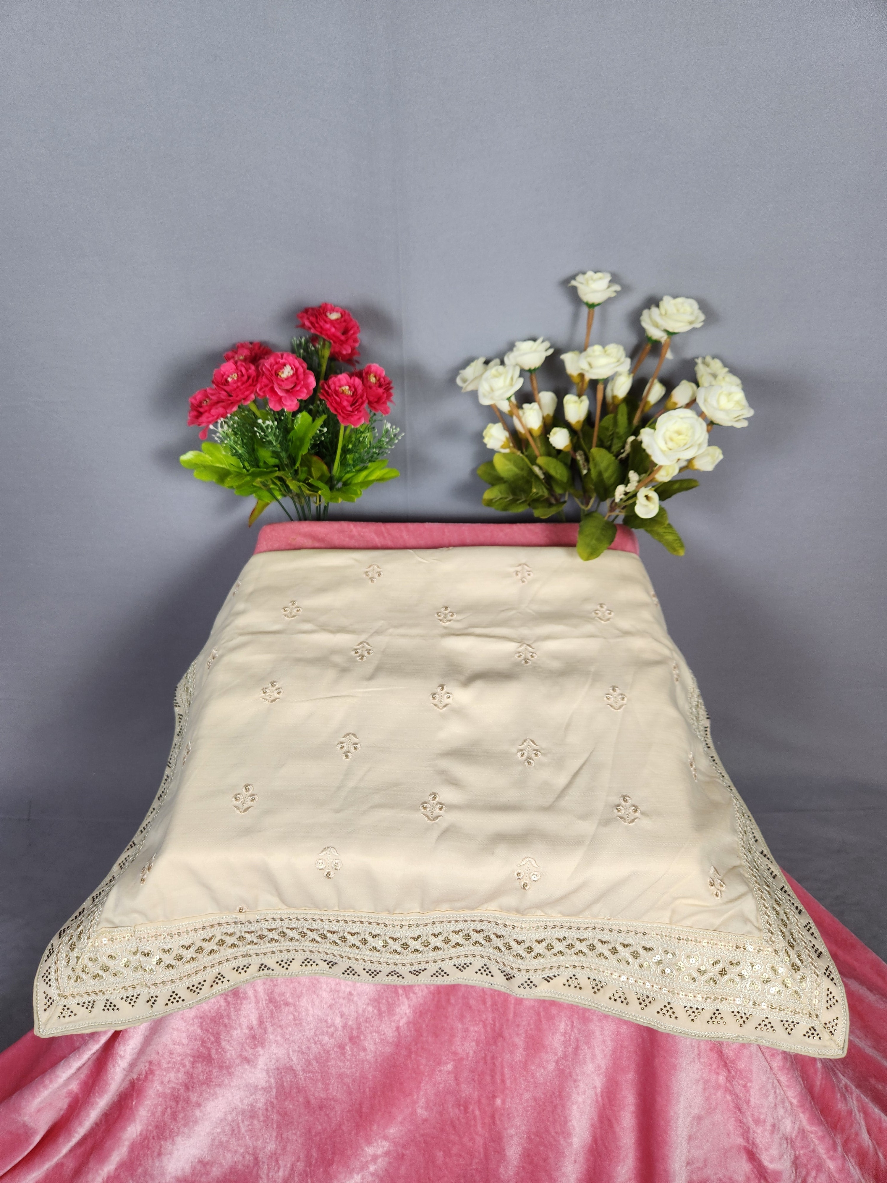 Beige Groom Turban Shawl With Golden Stones | Dupatta Safa Set For Men