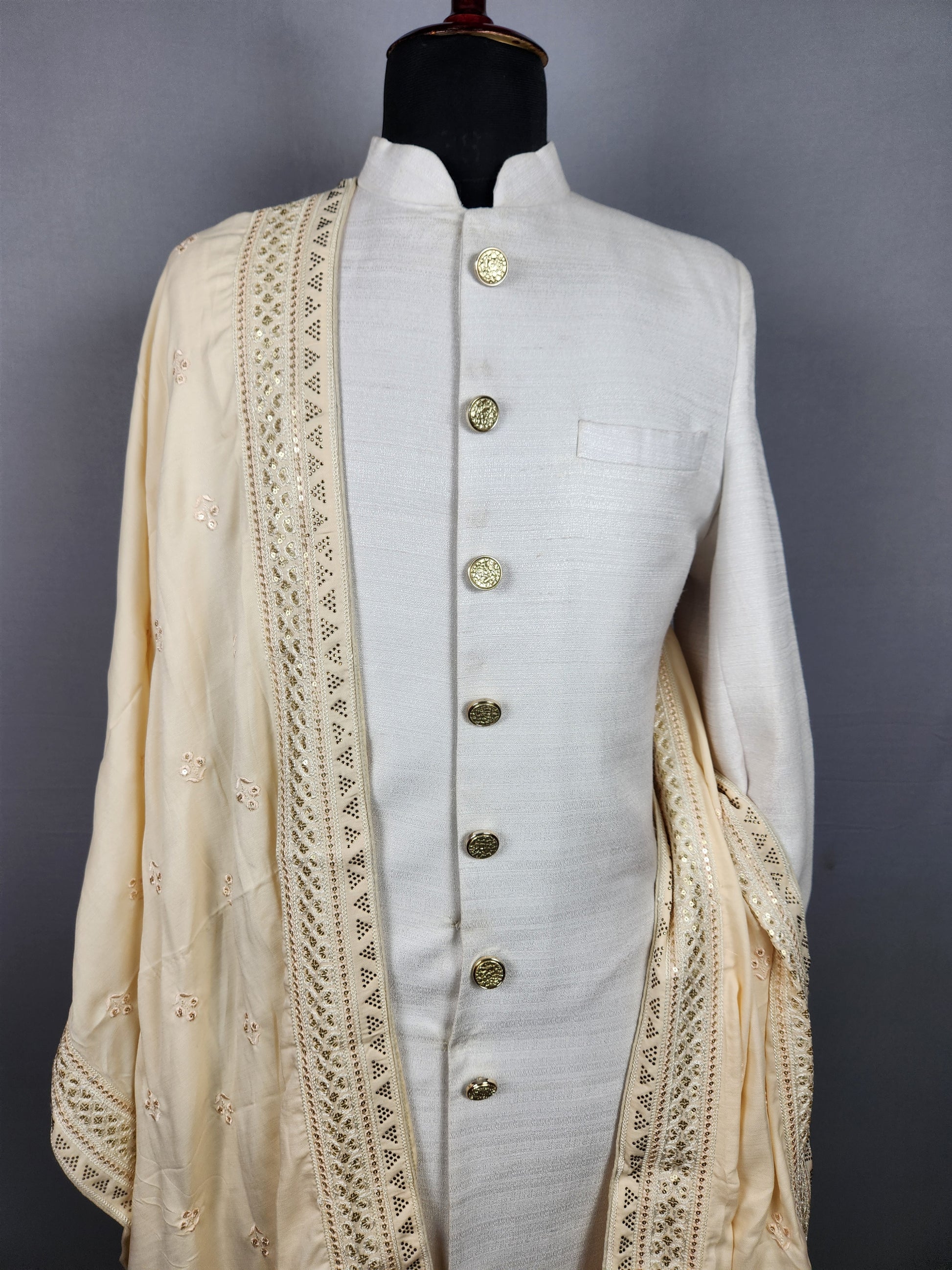 Beige Wedding Shawl for Groom