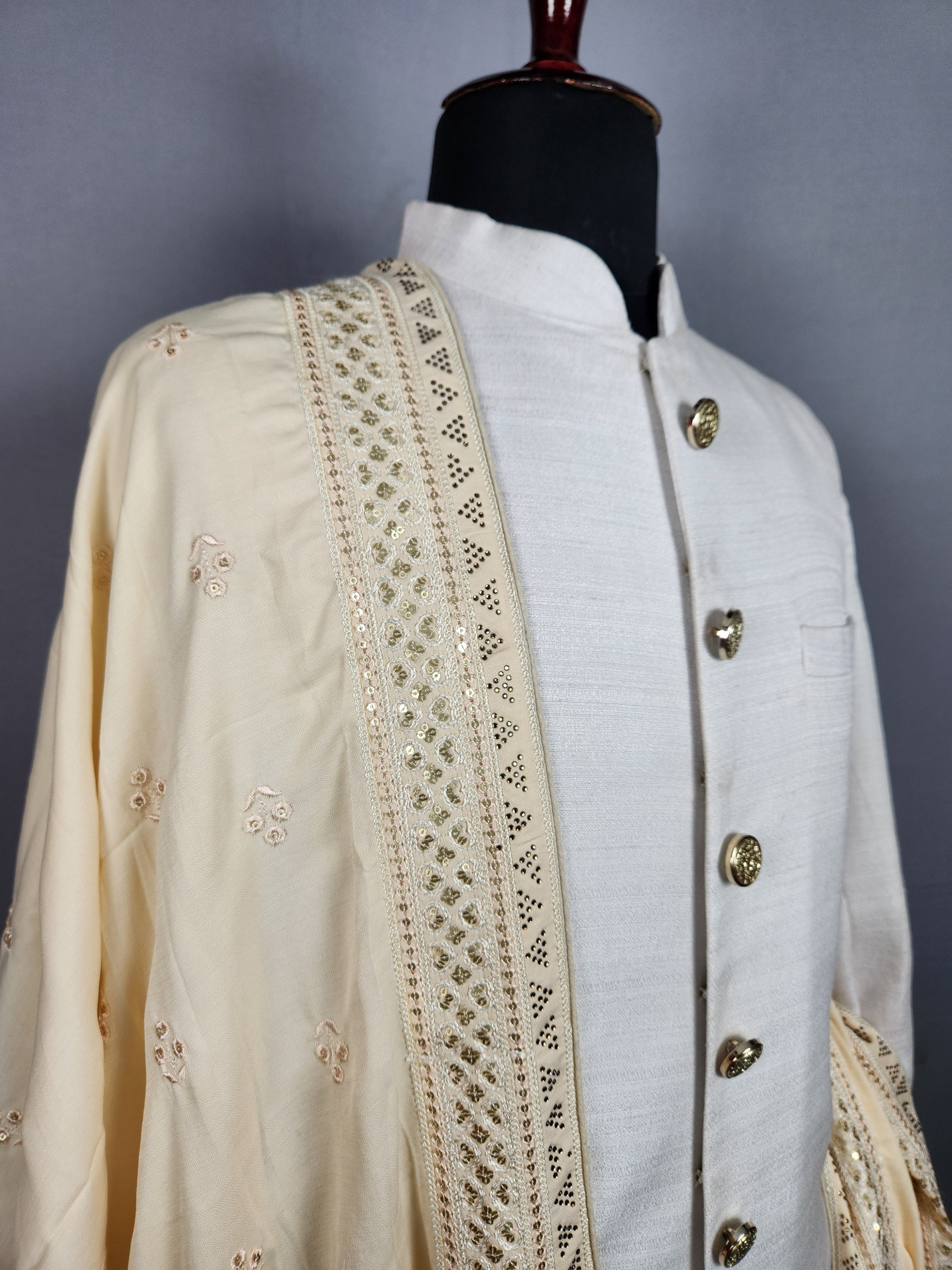 Beige Wedding Shawl for Groom