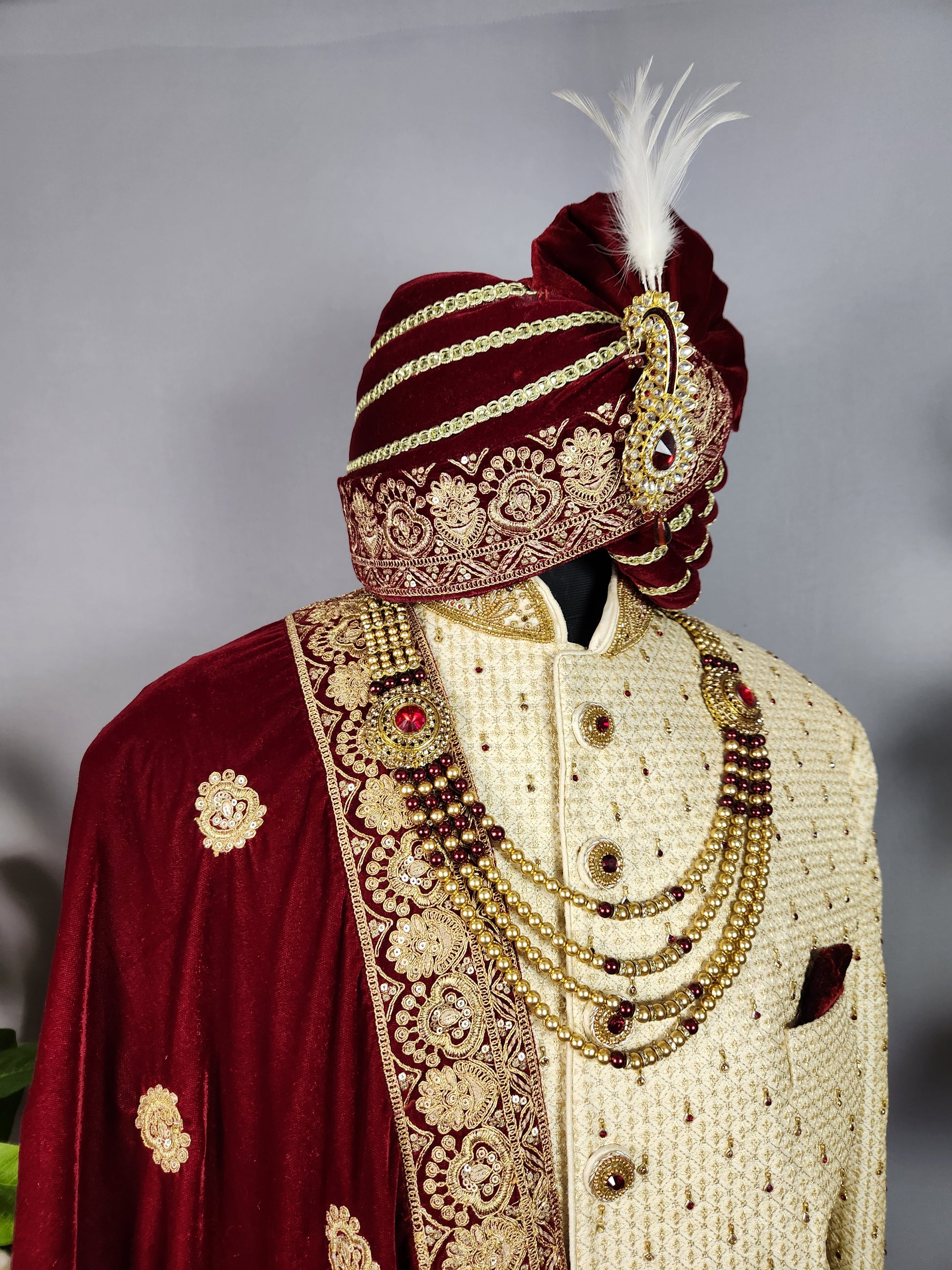 Beige Sherwani for Groom  -   Indian Wedding Outfit for Men